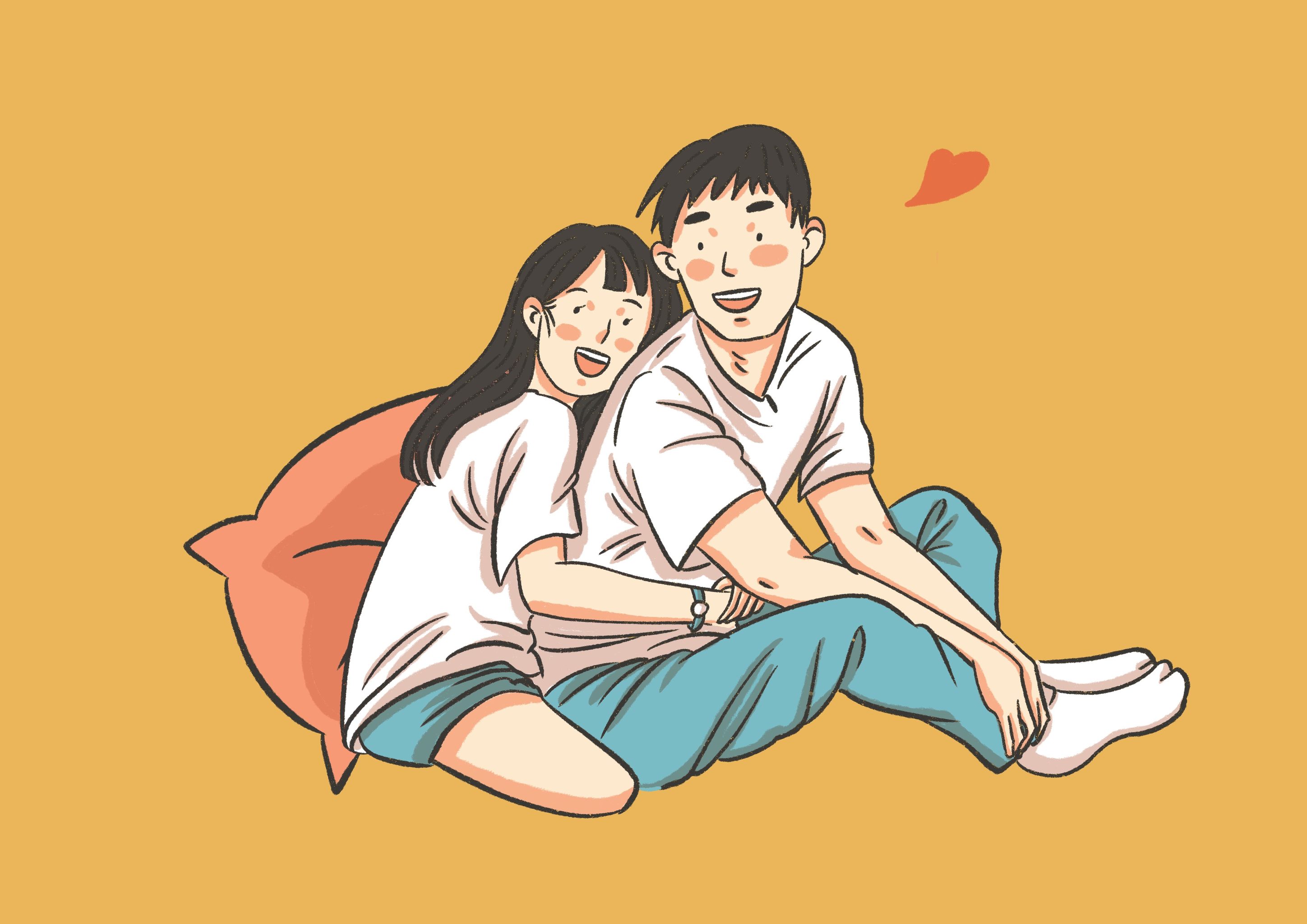 没羞没臊小情侣插画合集