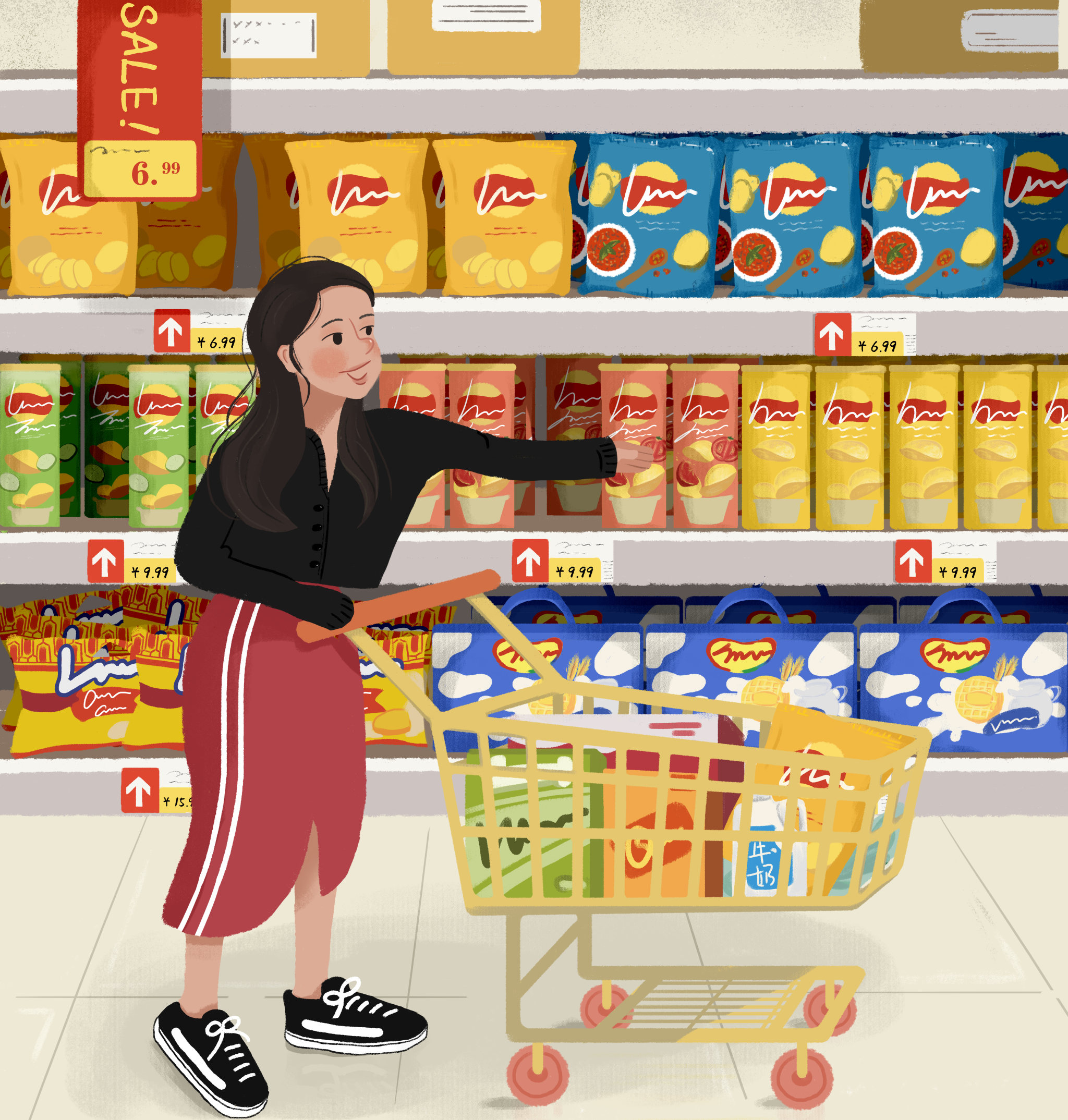 原创插画|超市购物