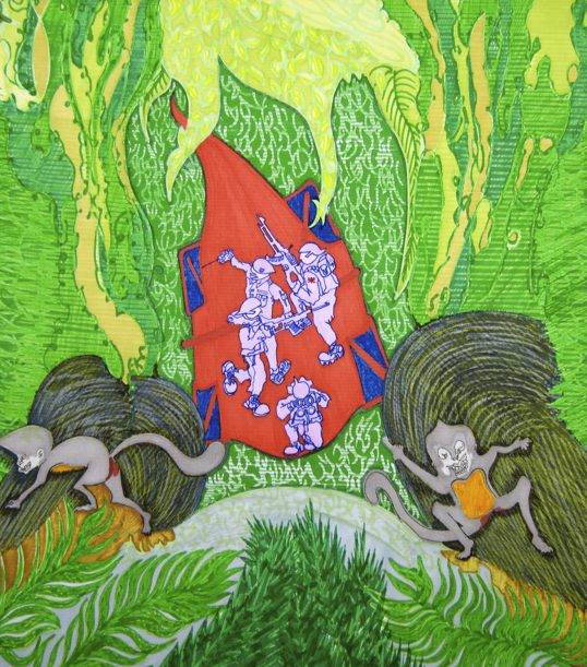 热带丛林猿啼影栖兵士穿越树叶婆娑 -自然幻景:丛林远征# captain