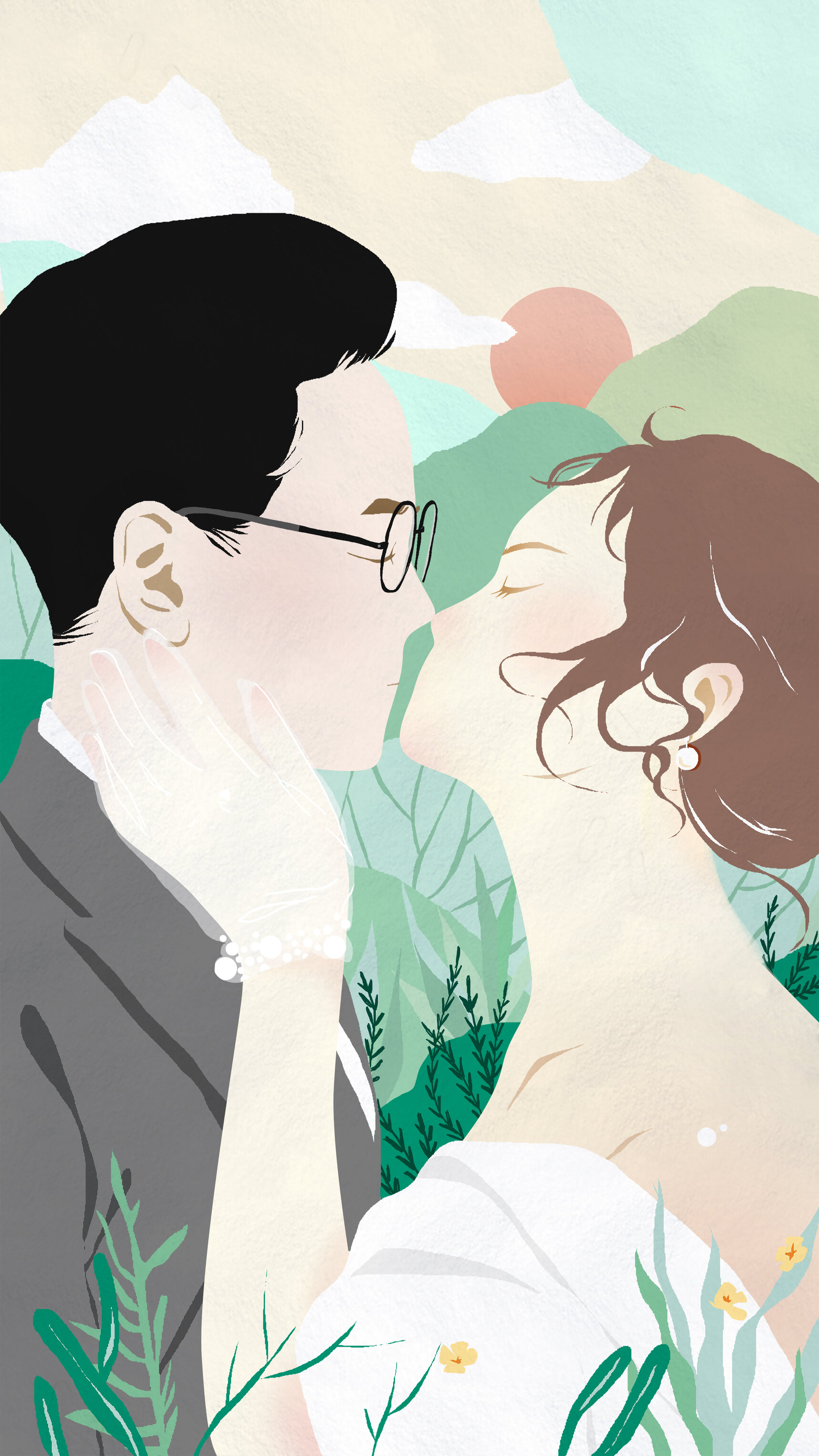不可能错过你-情侣新人婚纱插画