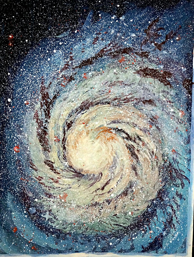 画星空-用望远镜拍摄后再画出彩色星系