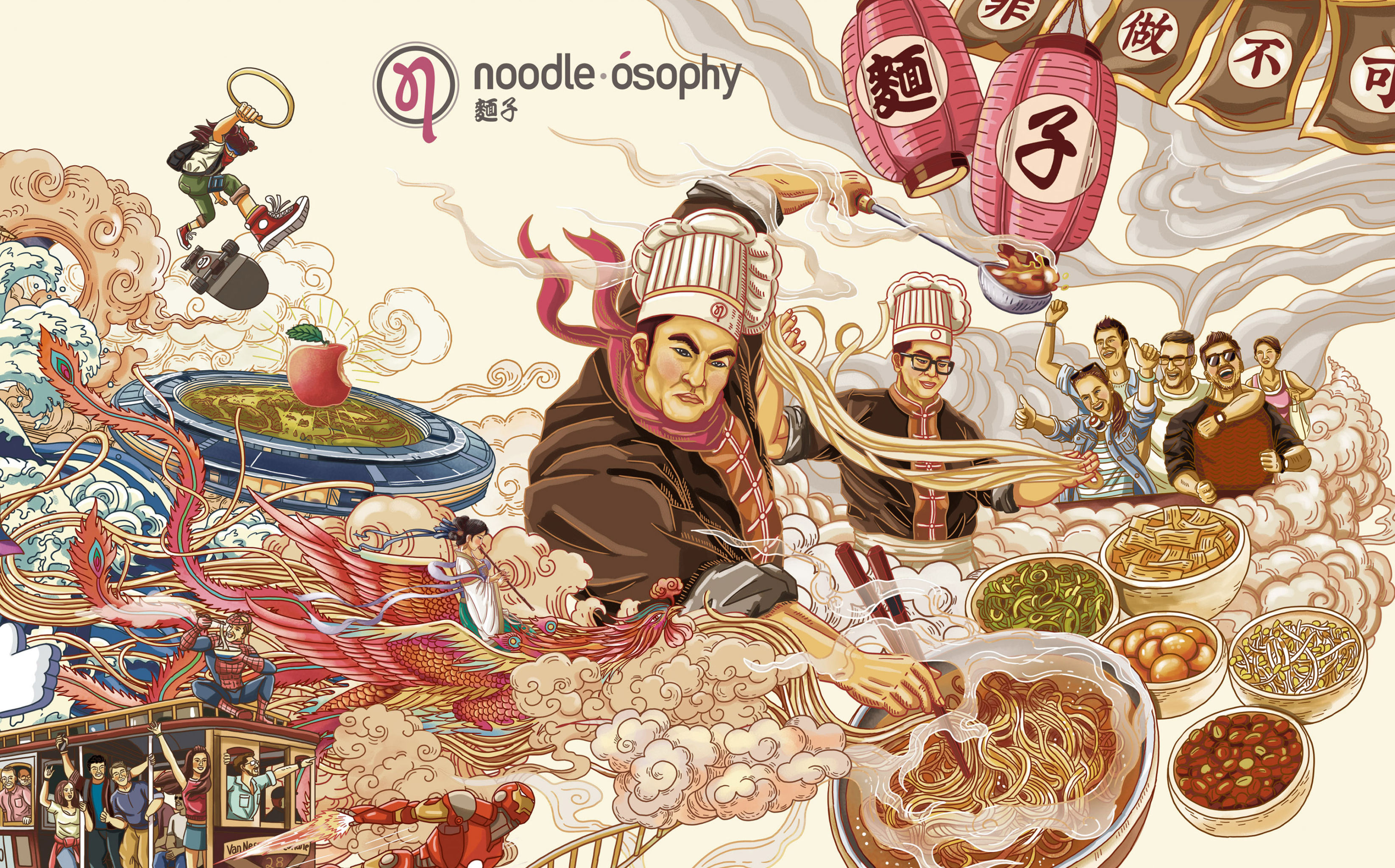 麺子拉面(旧金山)x 三欧创意 品牌主视觉插画设计