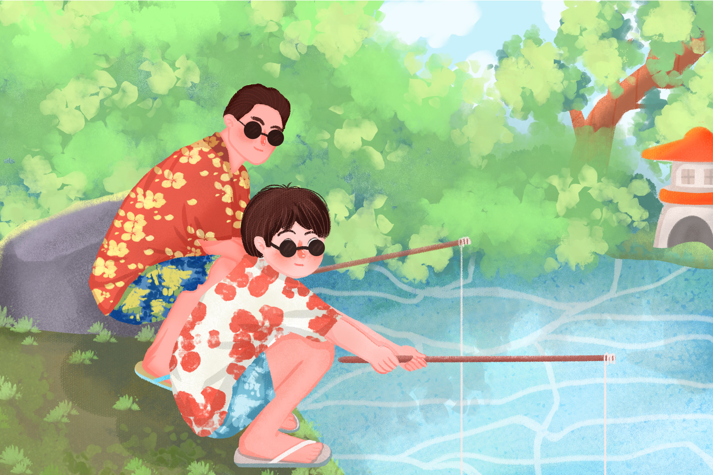 《菊次郎的夏天》电影场景插画