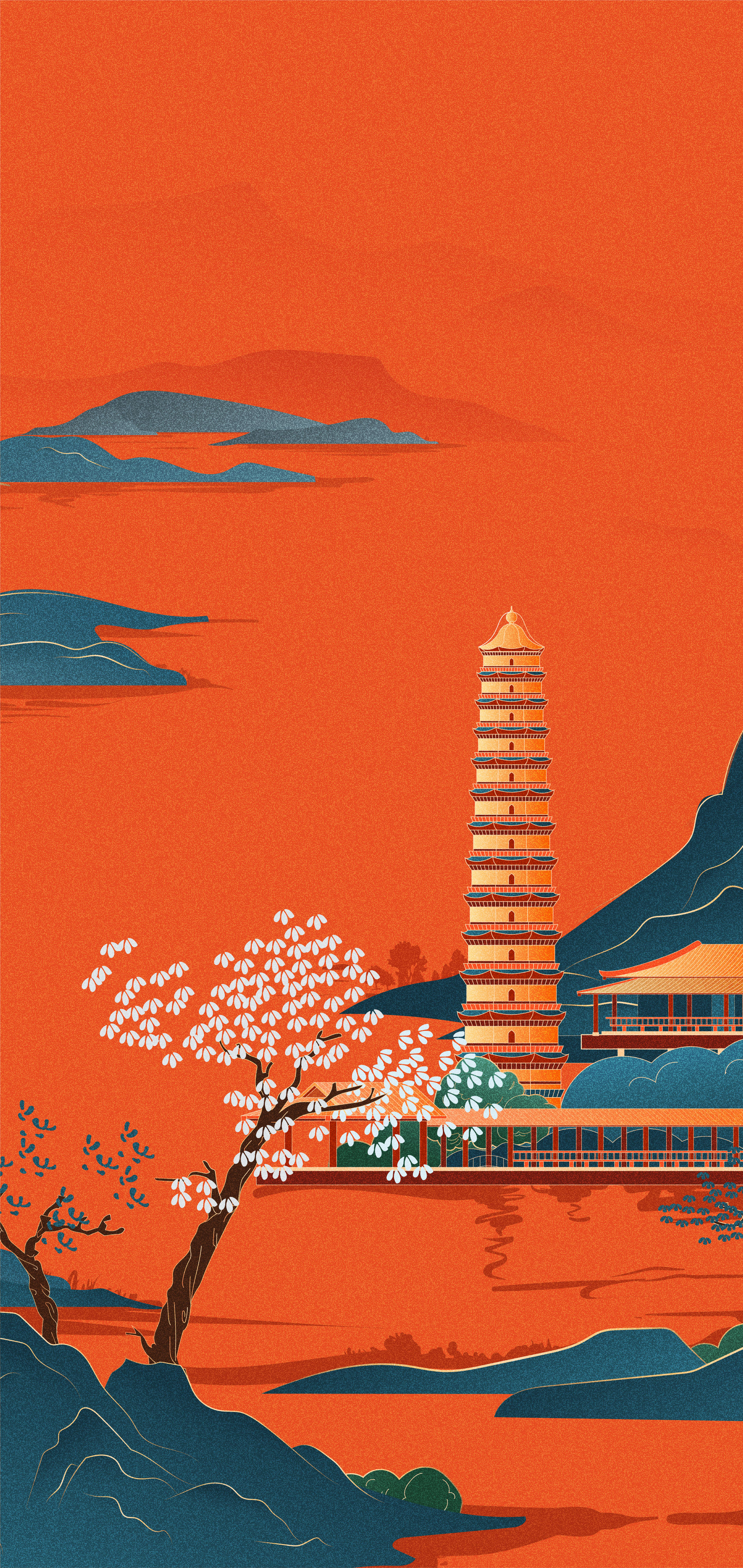 国潮中国风开封风景插画