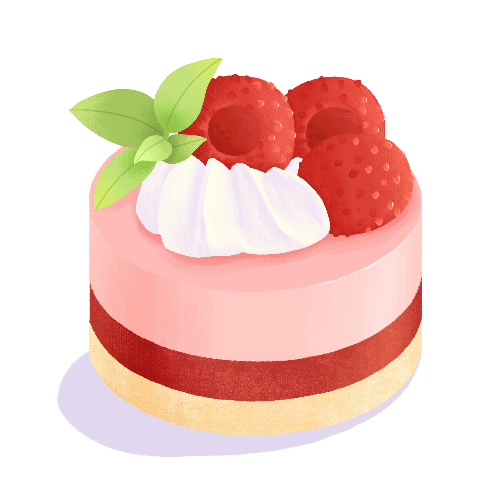 食物美食素材设计元素树莓奶油蛋糕插画