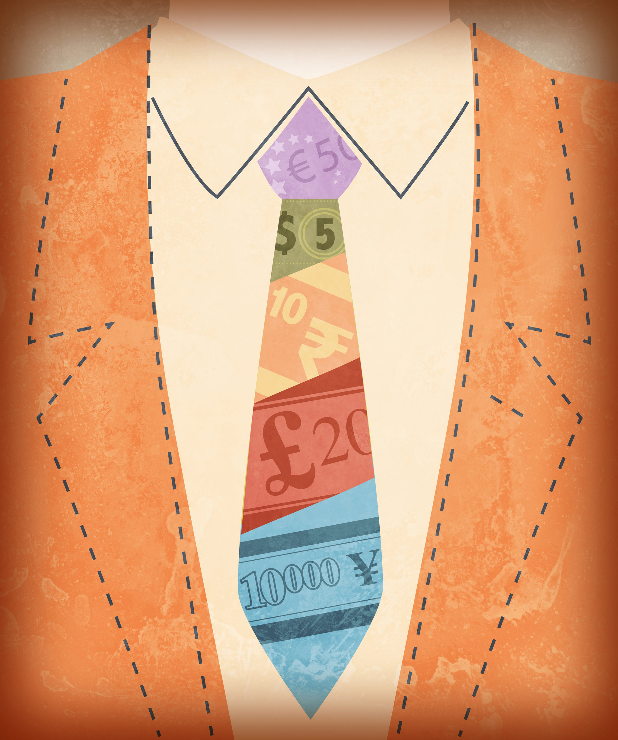 西装和国际货币符号领带- huangrunyi - 原创作品- 视觉中国(爱视觉)