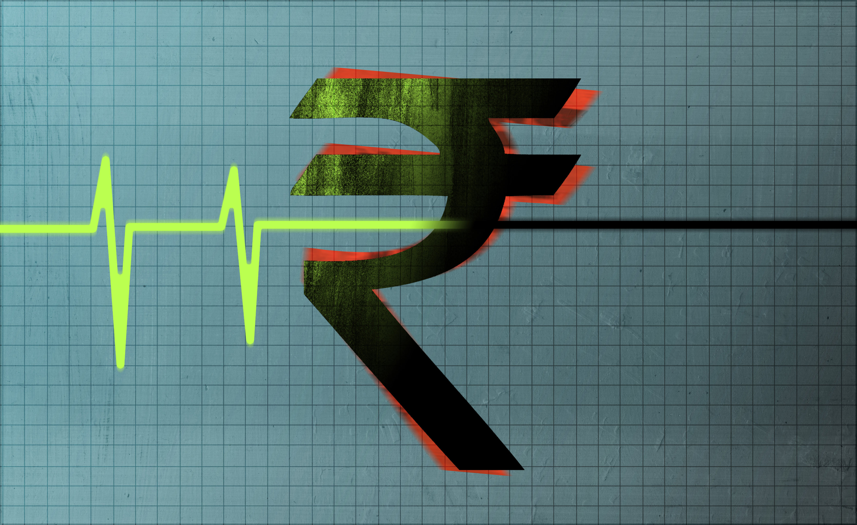 心电图穿过印度卢比符号- huangrunyi - 原创作品- 视觉中国(爱视觉)