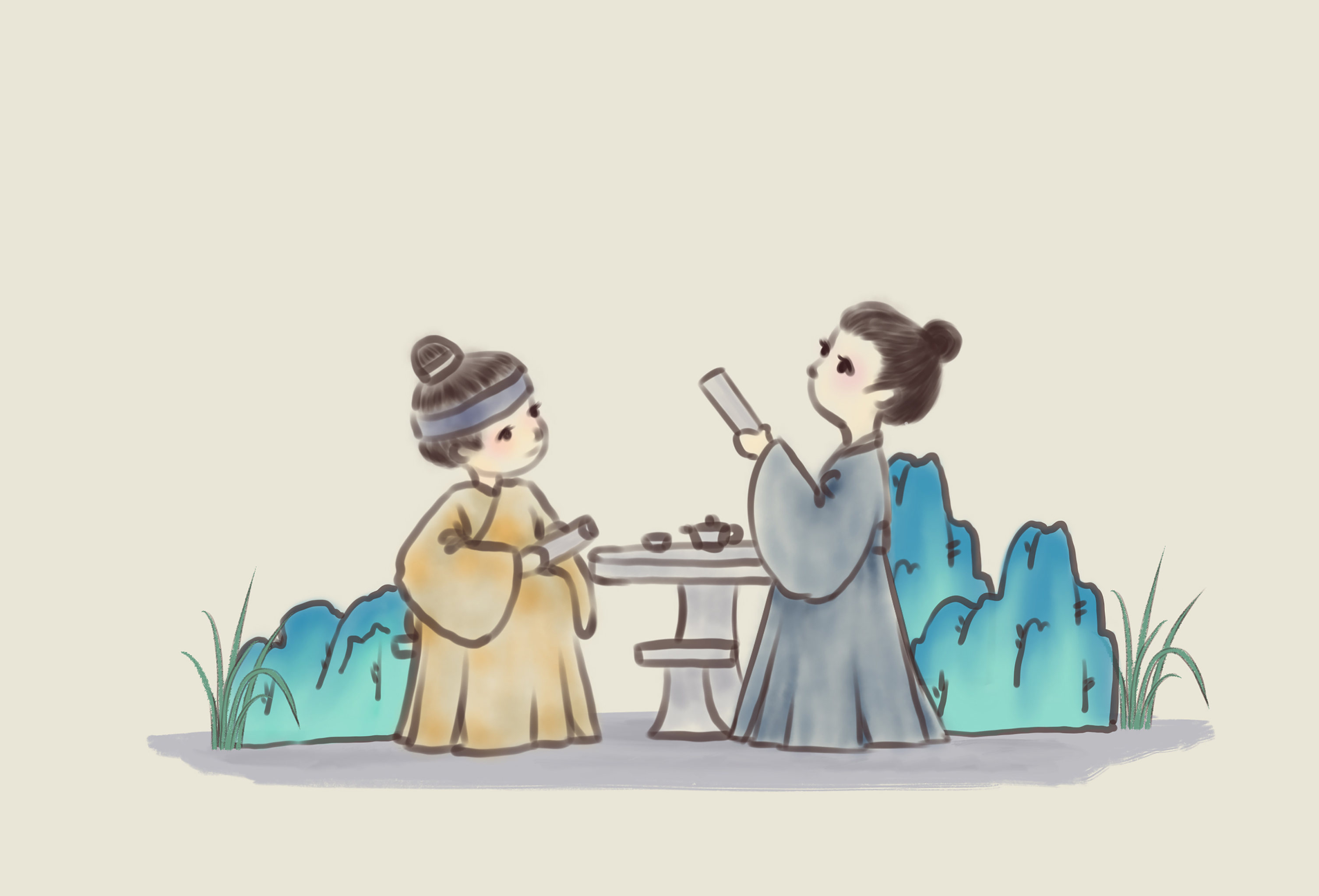 古风人物读书
