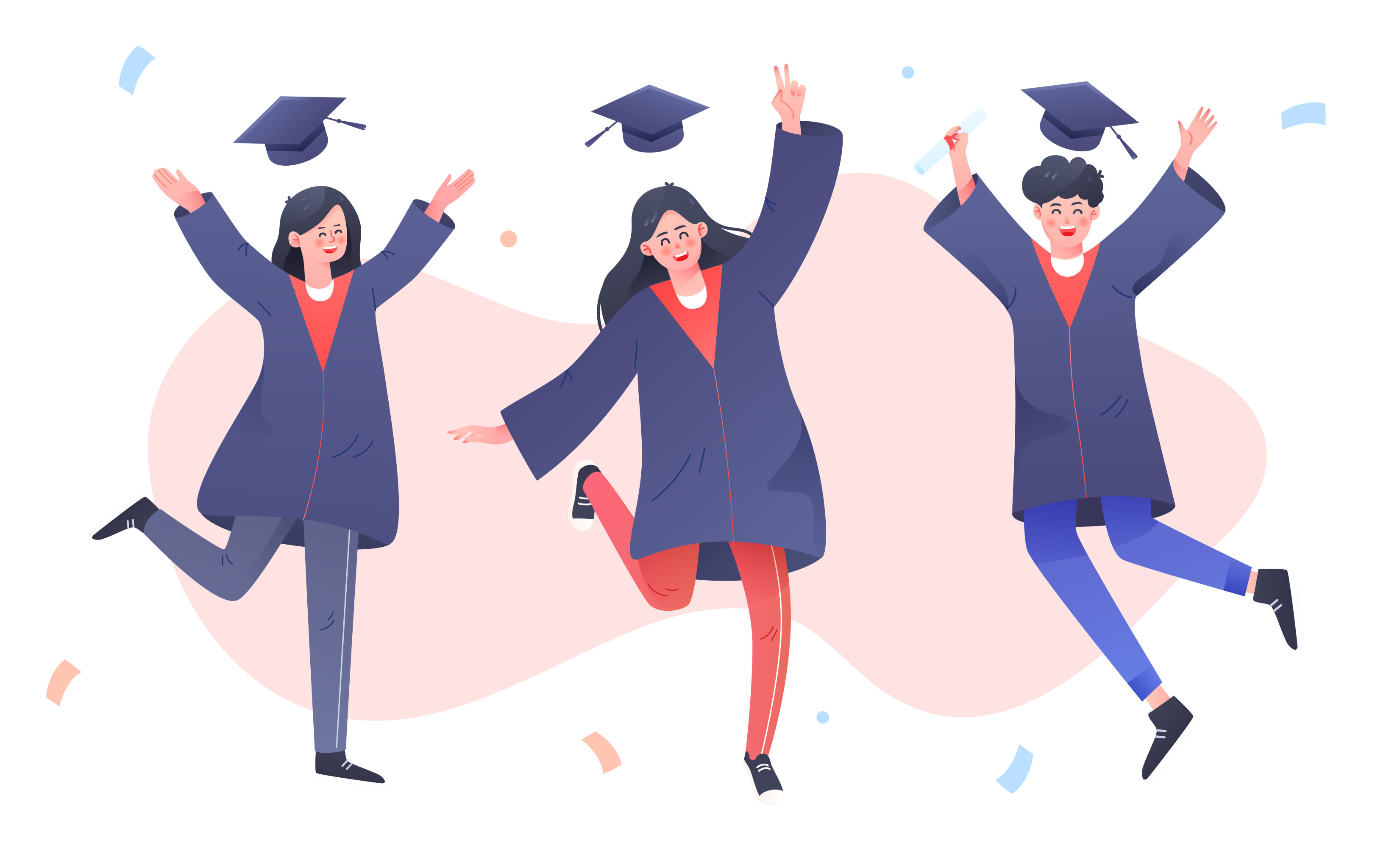 学生毕业生高考填报志愿在线教育矢量插画