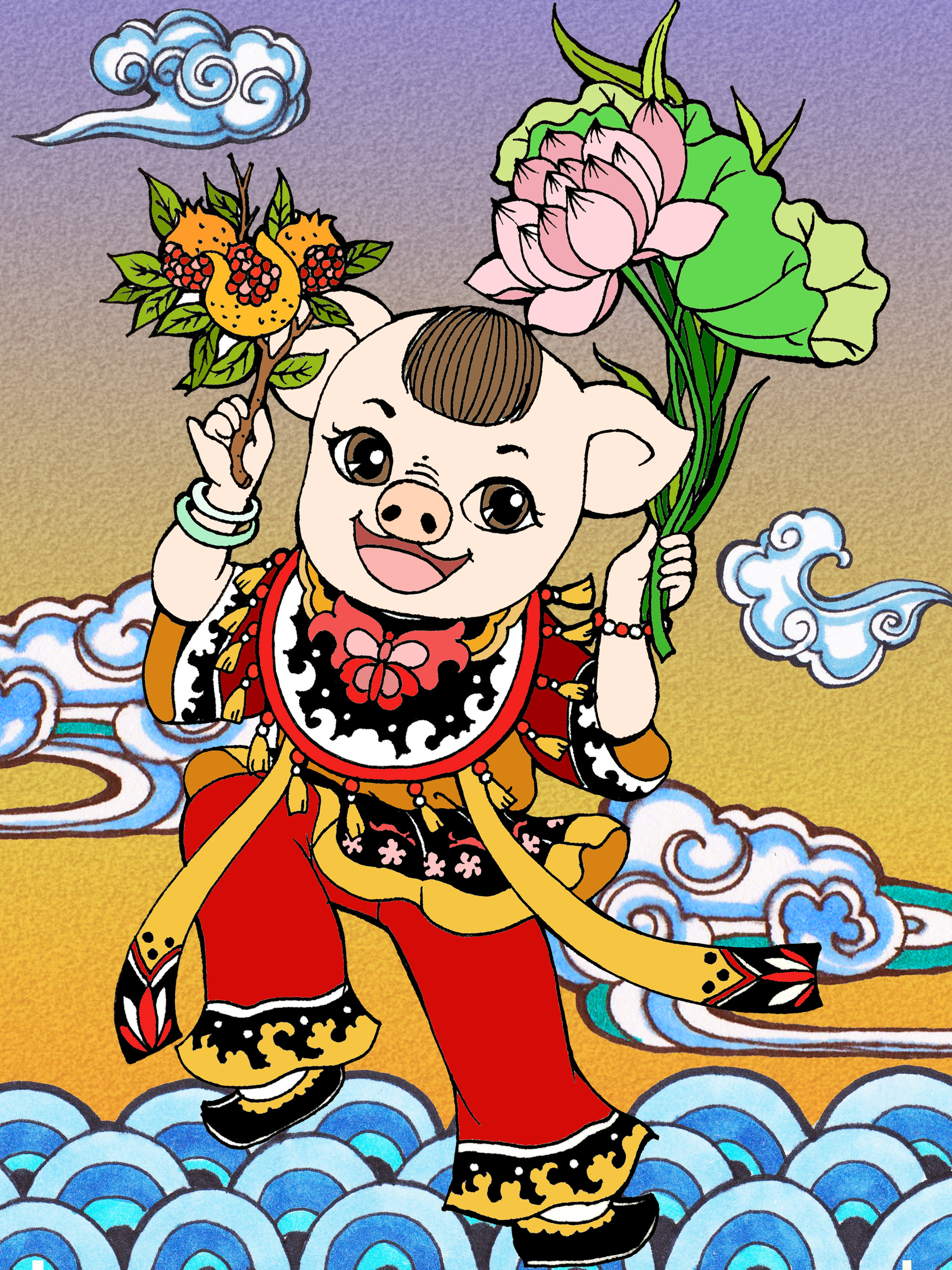 猪年年画娃娃送福 - 静马 - 原创作品 - 视觉中国(shijueme)
