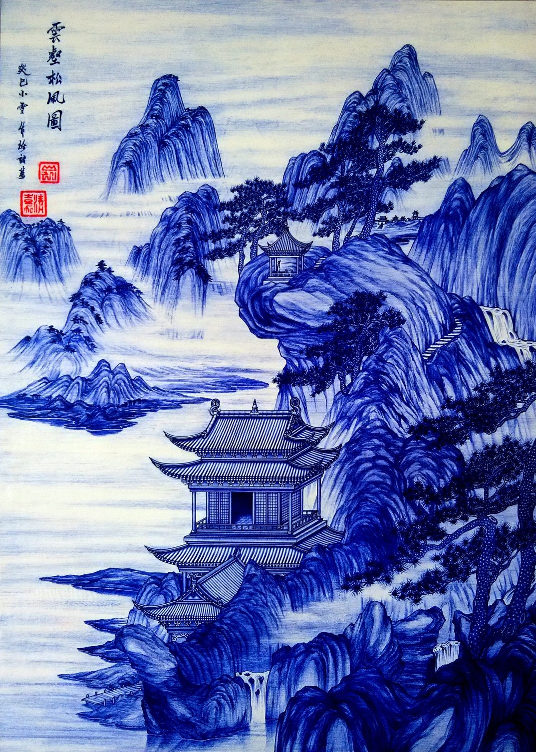 圆珠笔画国风意