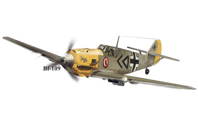 纳粹德国空军 bf109战斗机 cg数字绘画