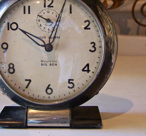 vintage urban industrial big ben alarm clock with