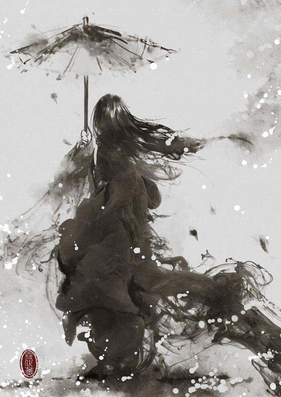 雪代熏古风水墨人物画