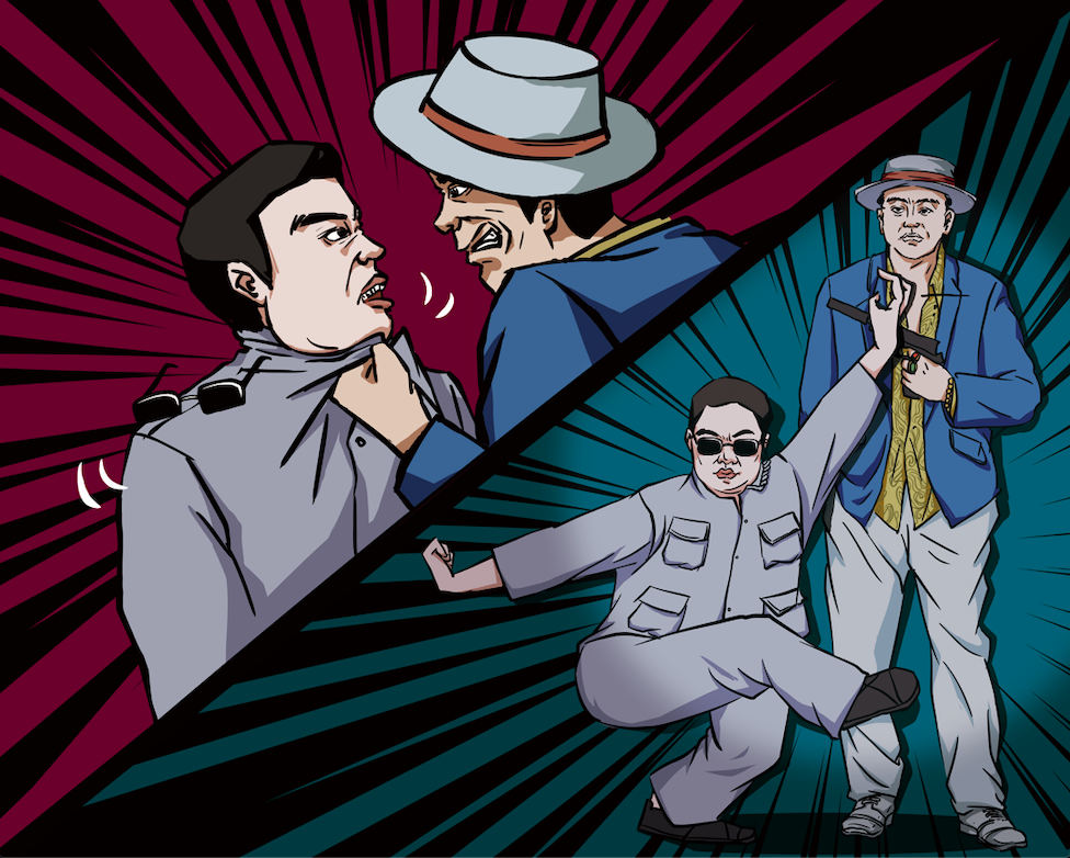 商稿喜剧悬疑舞台剧低智商犯罪舞美道具插画