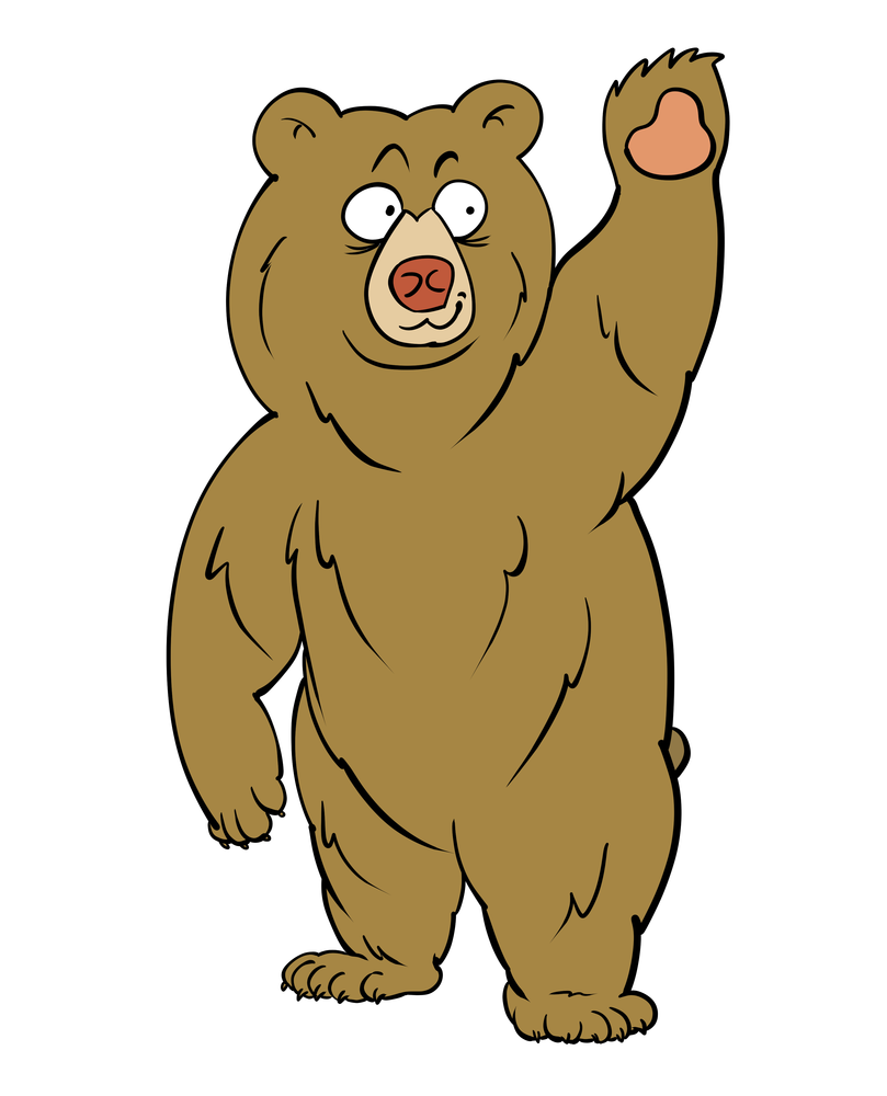 挥手的棕熊卡通漫画动物元素