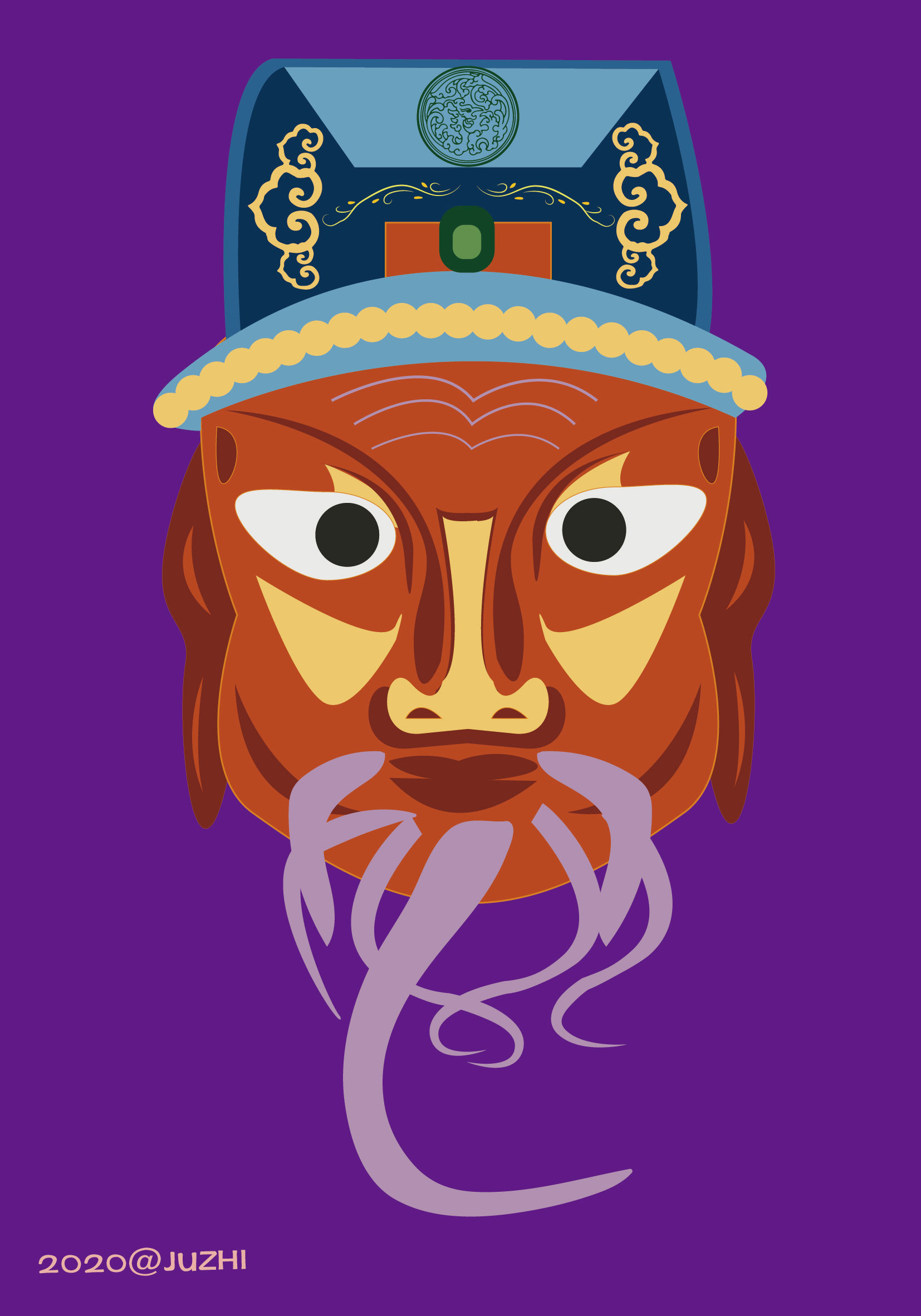 傩戏面具-扁平风原创