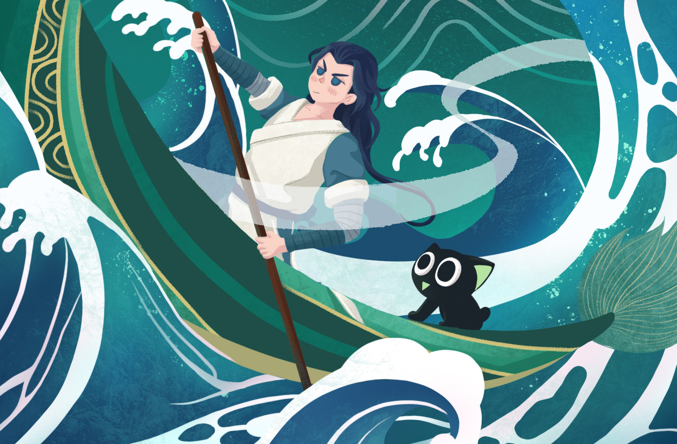 罗小黑系列锁屏插画之端午节