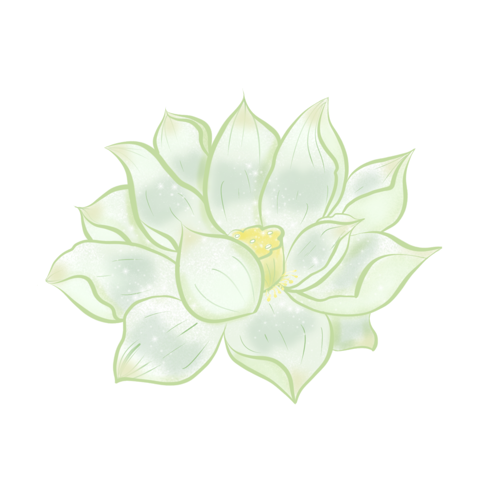 扁平风手绘素雅白色莲花植物免抠元素