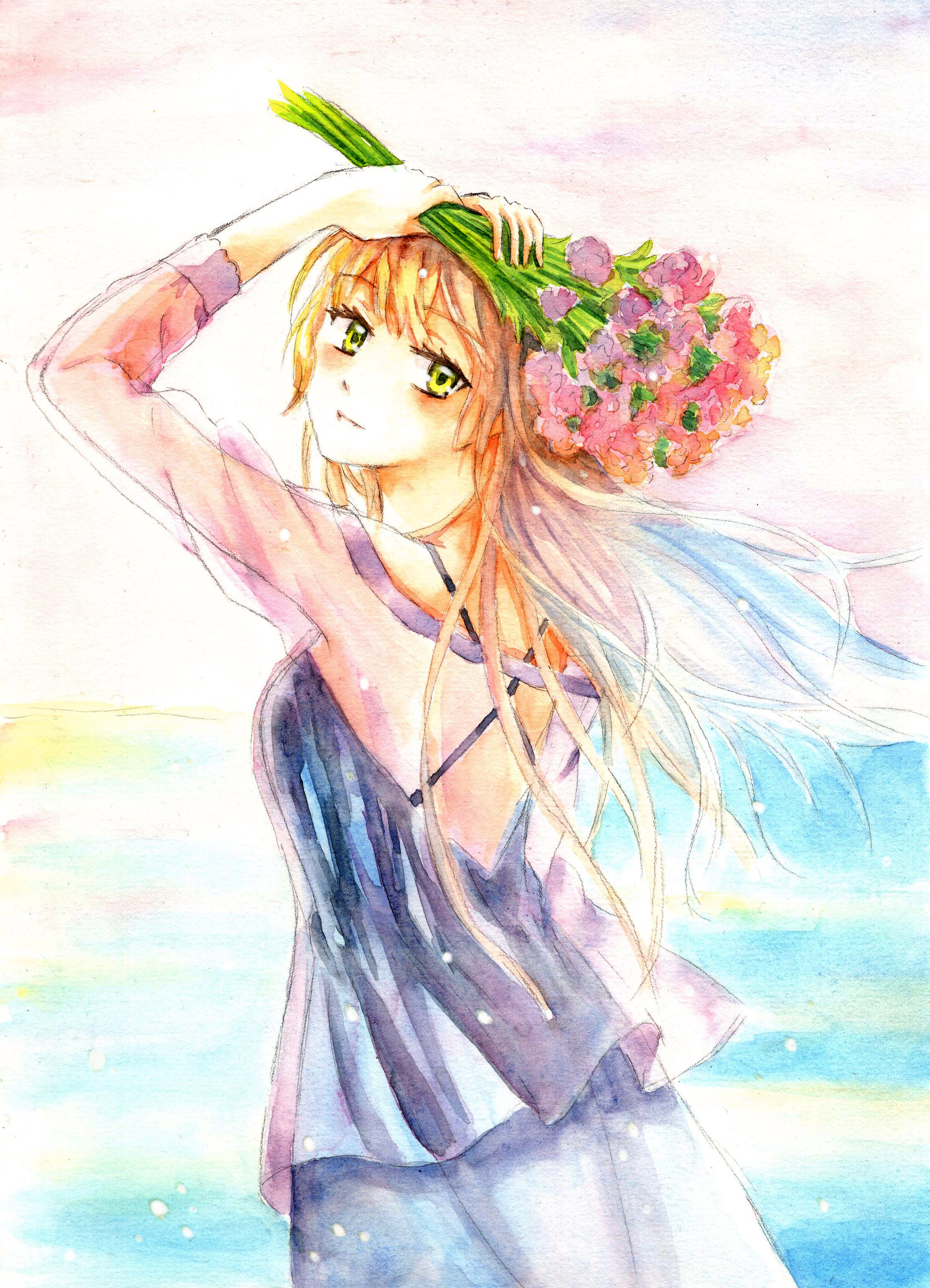水彩美少女