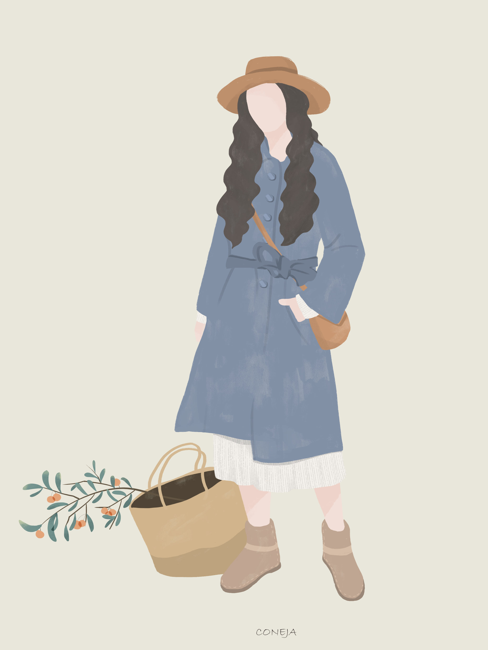 莫兰迪色调人物插画