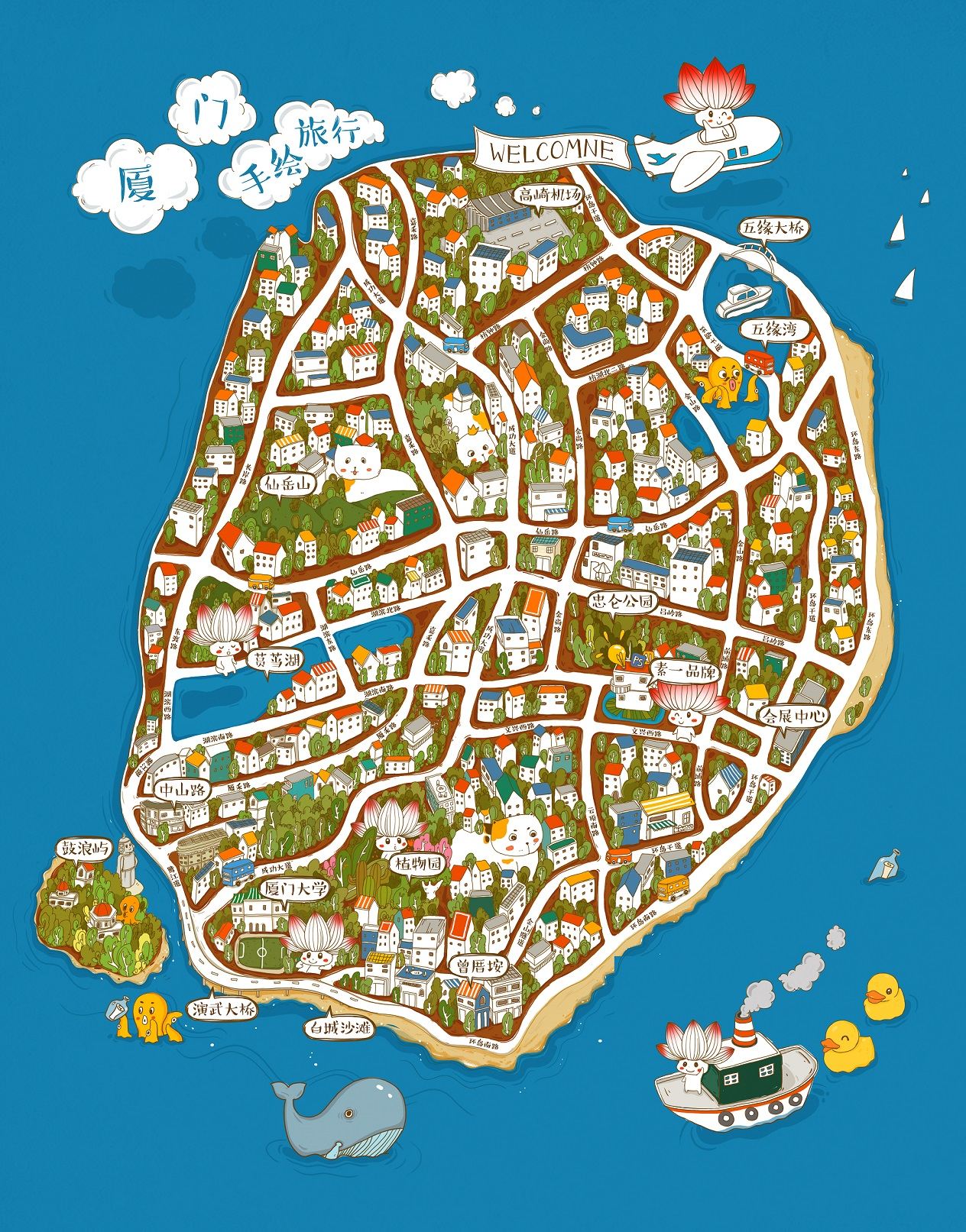 厦门手绘地图 - 插画师啊弟大人 - 原创作品 - 视觉中国(shijueme)