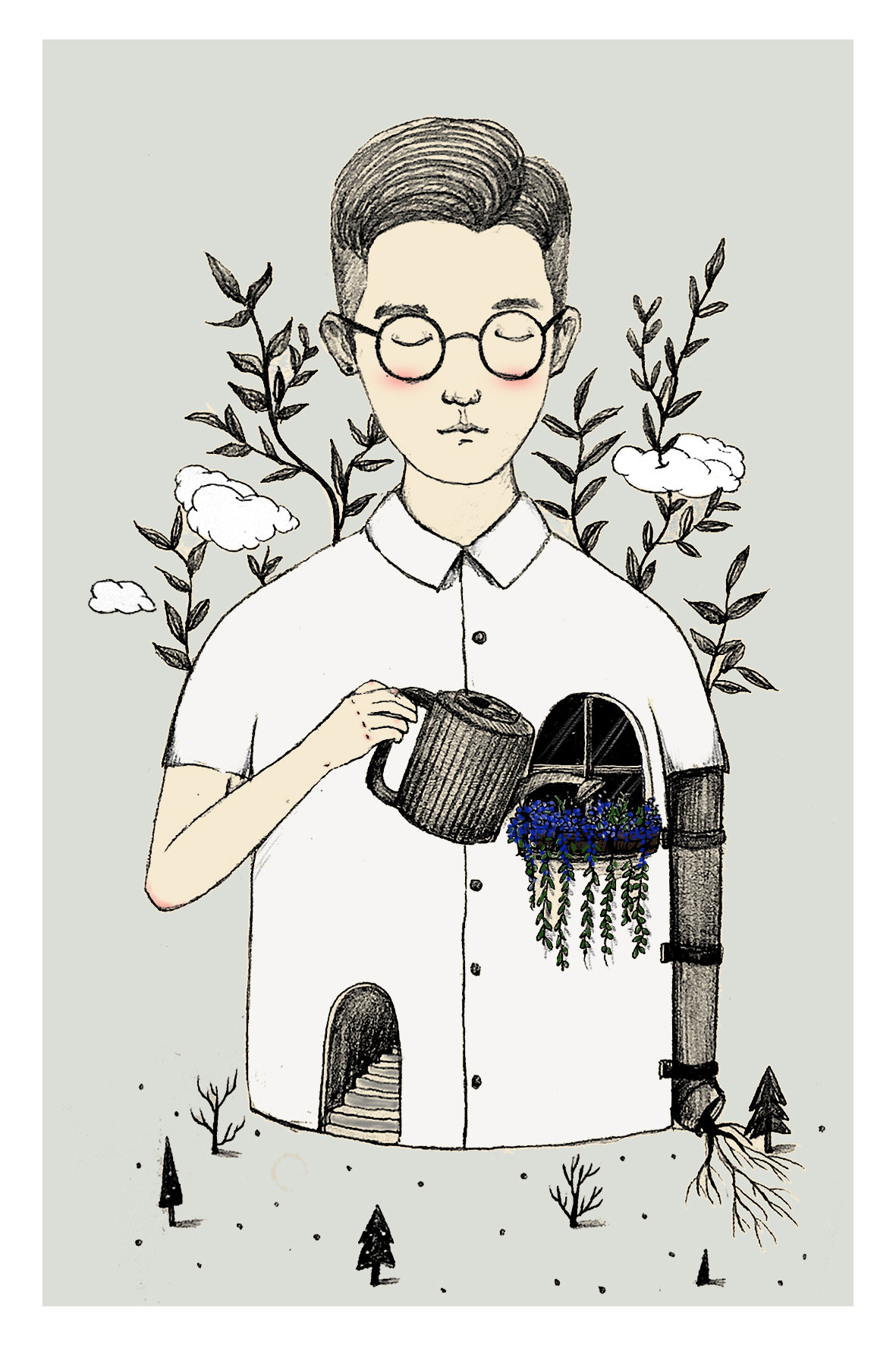 人物插画 所有故事成就一个我