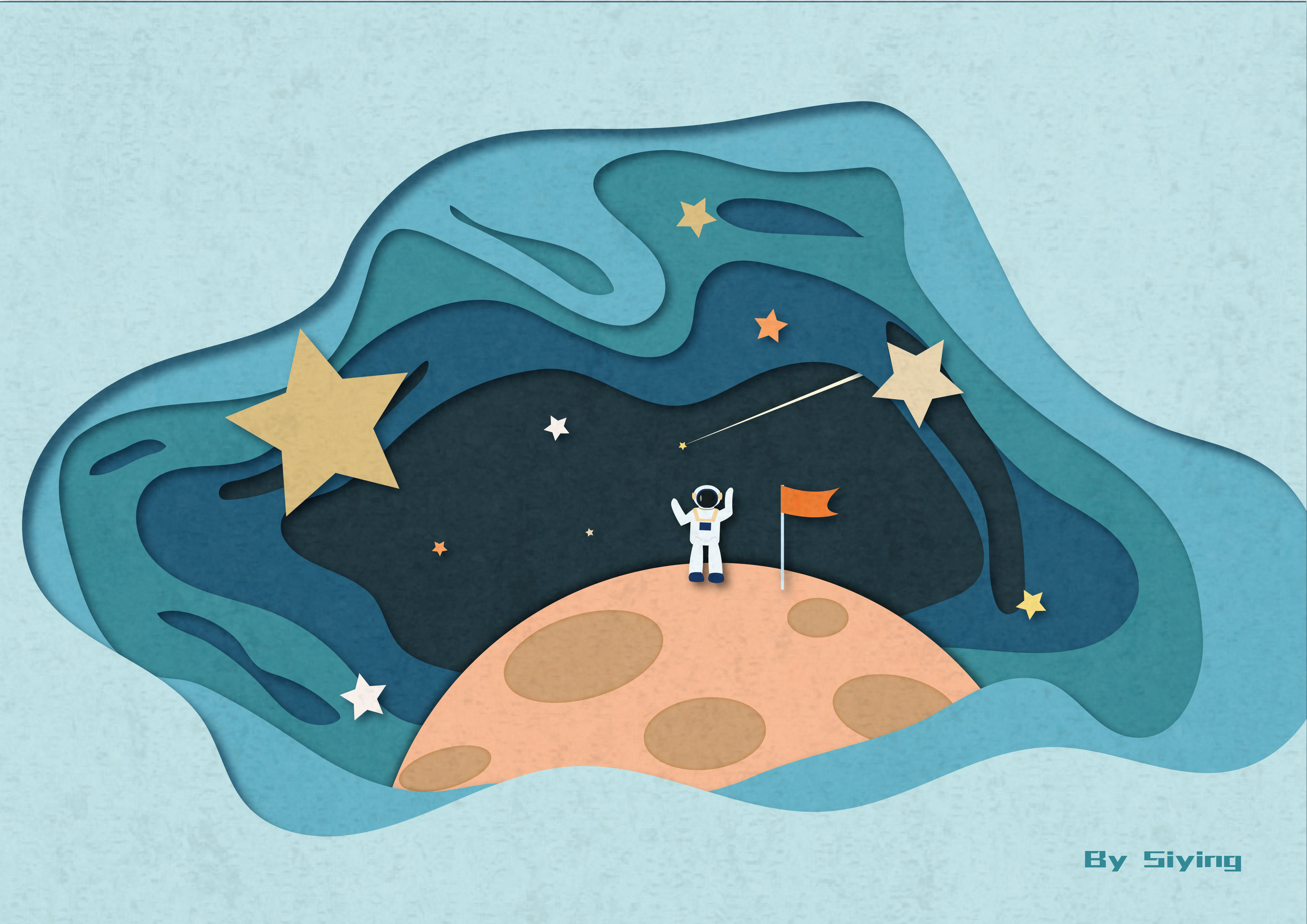 剪纸风宇宙 - laising - 原创作品 - 视觉中国(爱视觉)