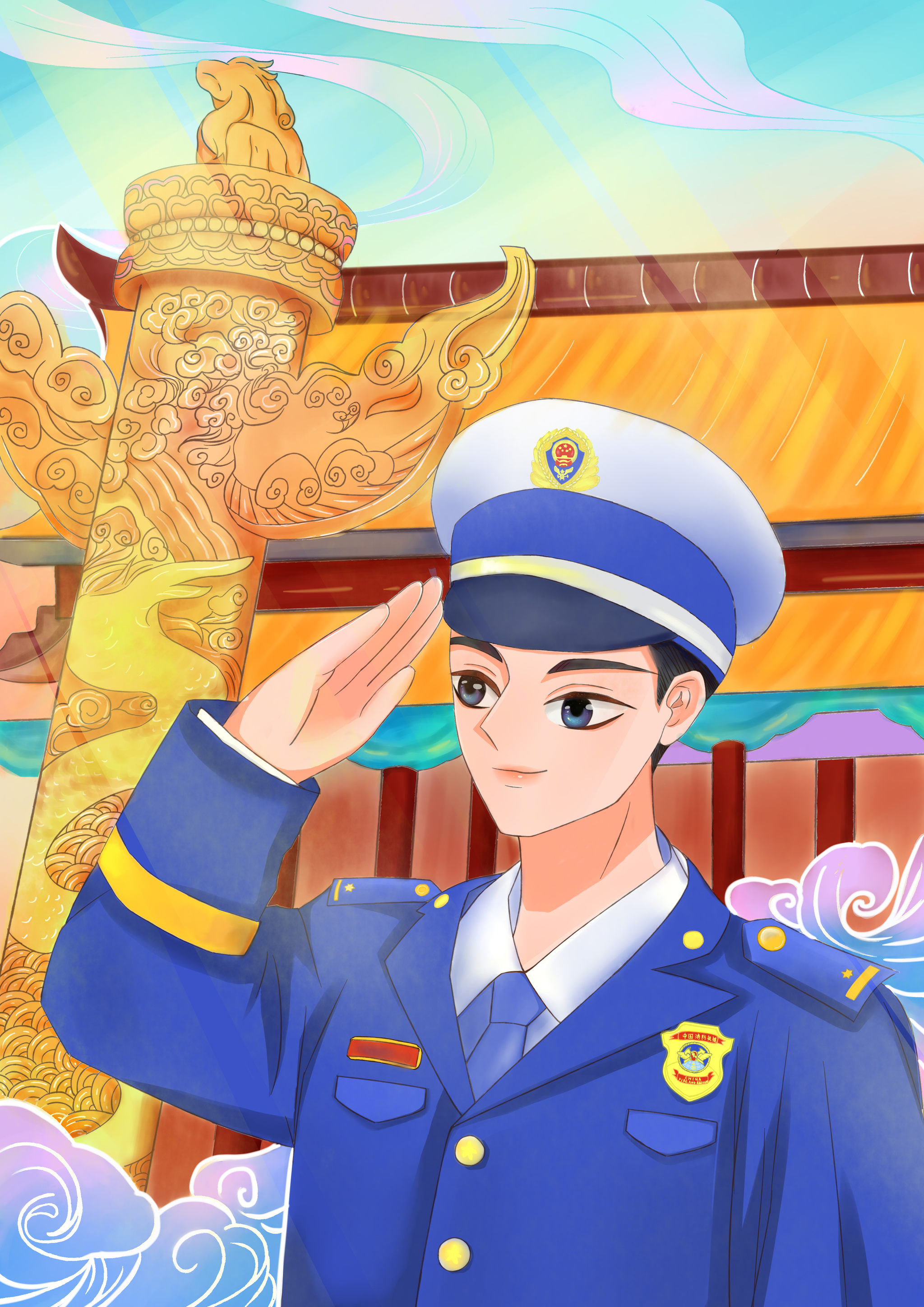 消防员插画