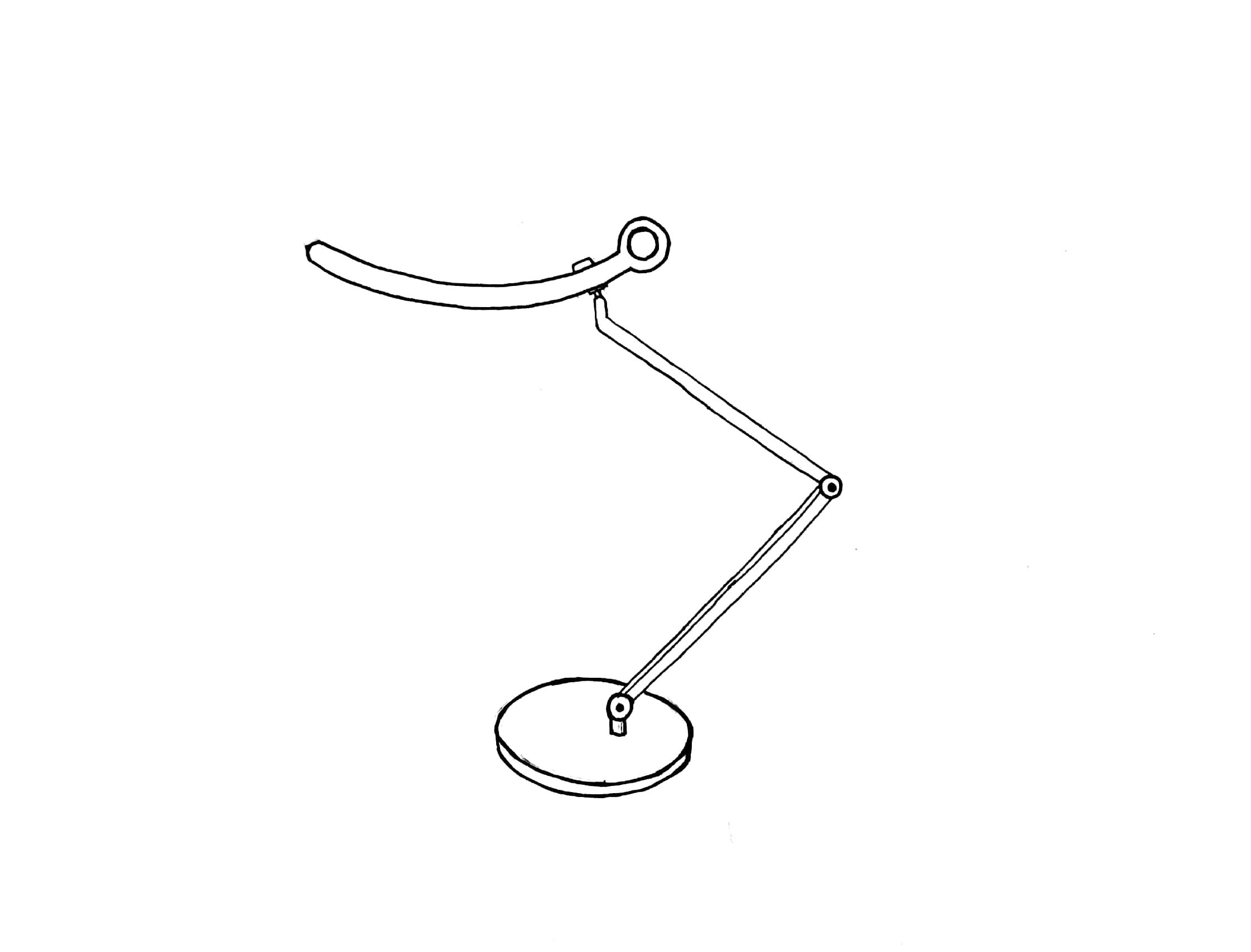 手绘黑白台灯,灯泡,节能灯插画