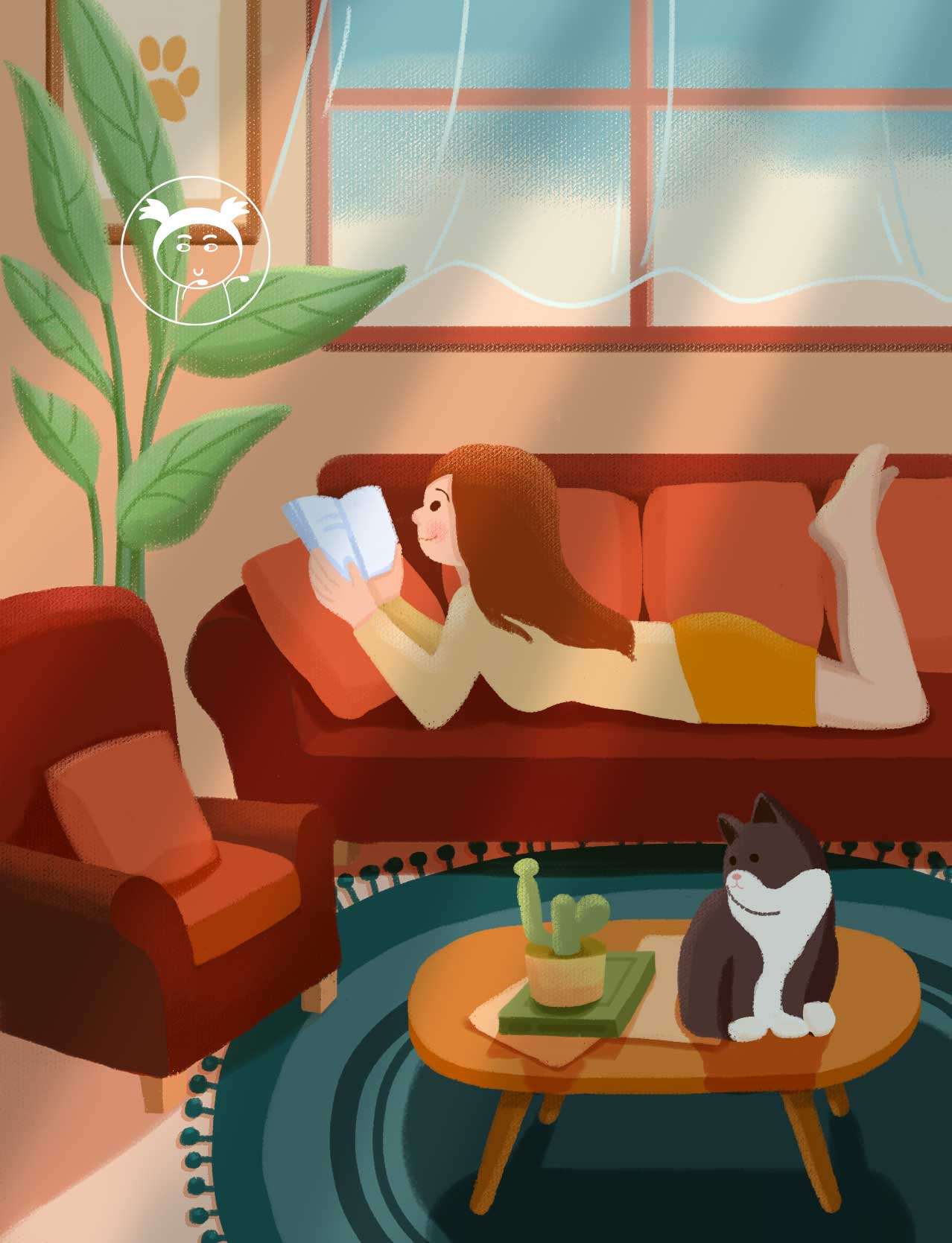 场景插画,室内休闲时光练习