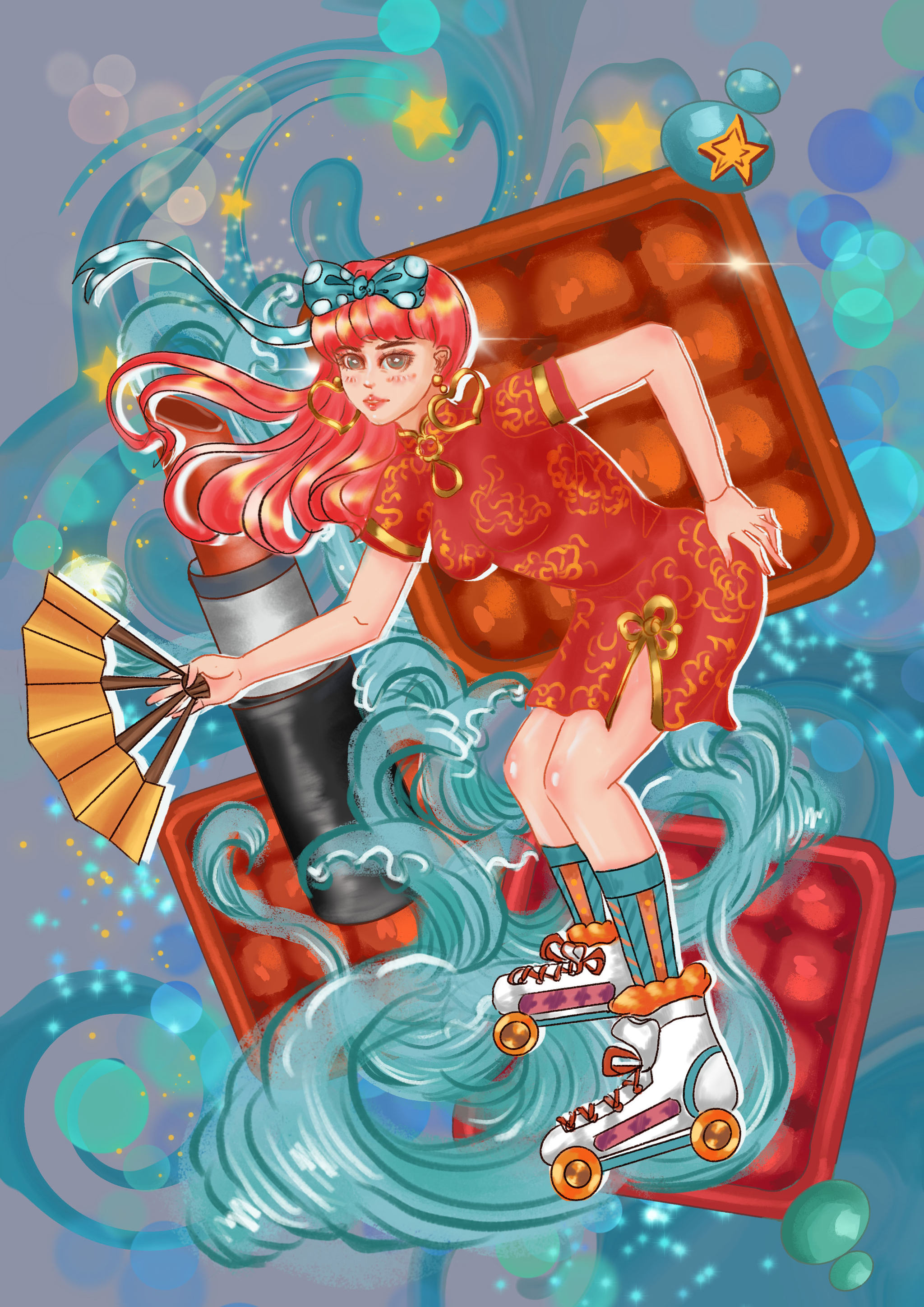 国潮风新潮时尚卡通少女卡牌系列