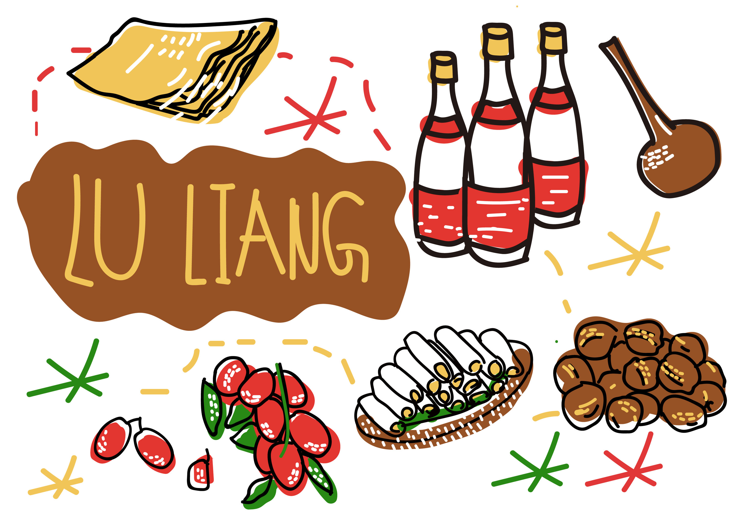 山西省(太原,吕梁,忻州,朔州,大同)地标美食小插画