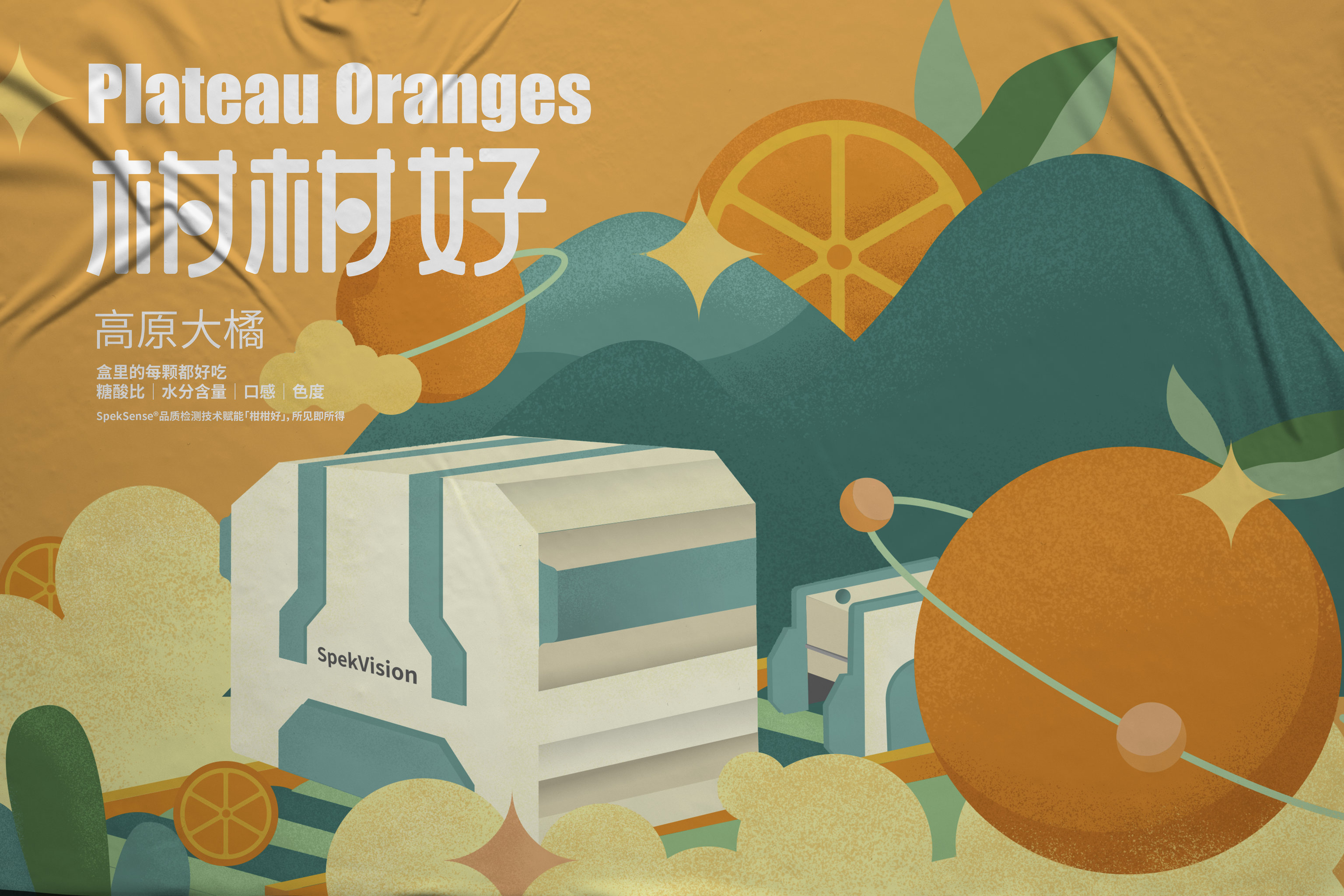 水果智能机柑橘插画