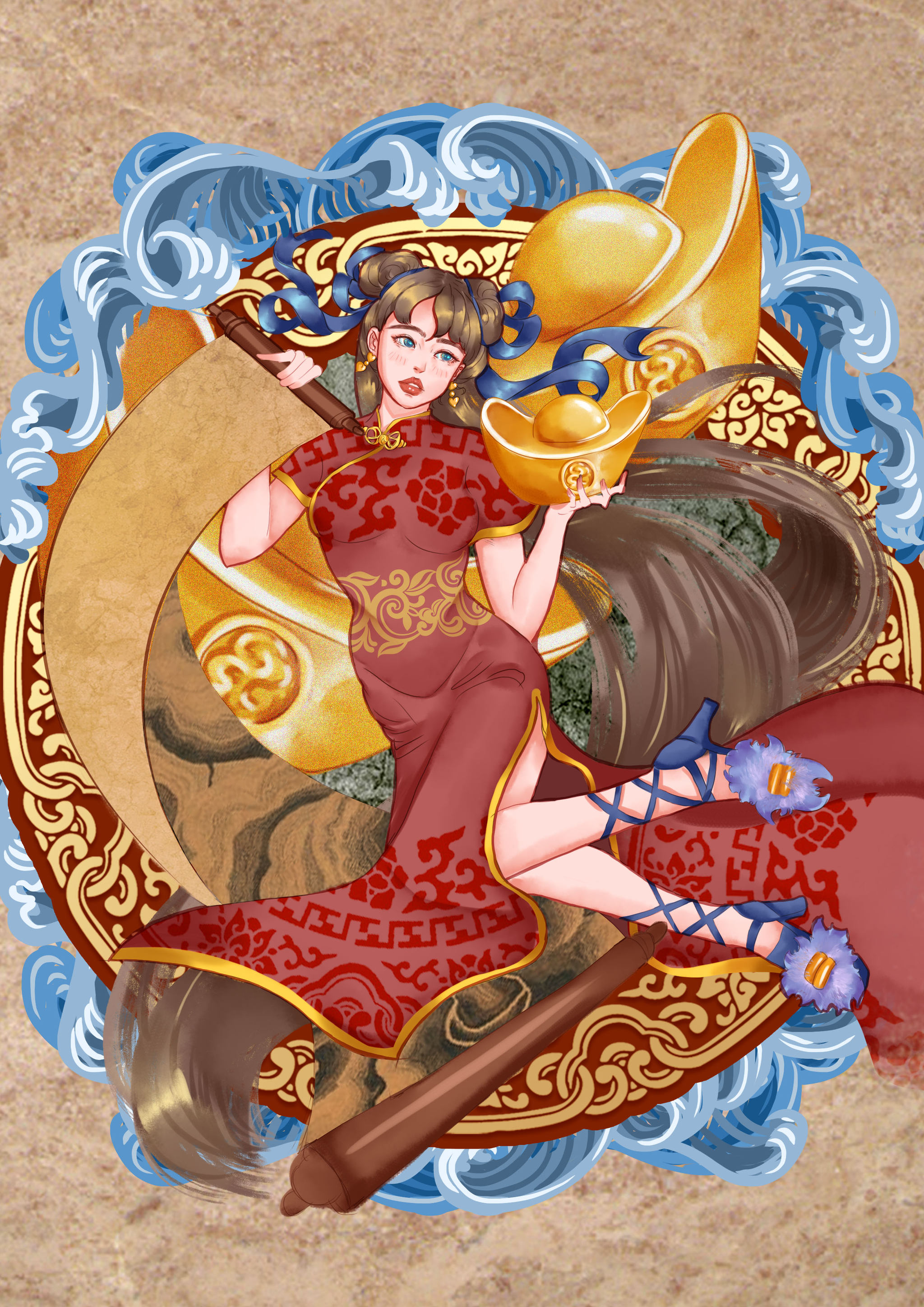 国潮风新潮时尚卡通少女卡牌系列