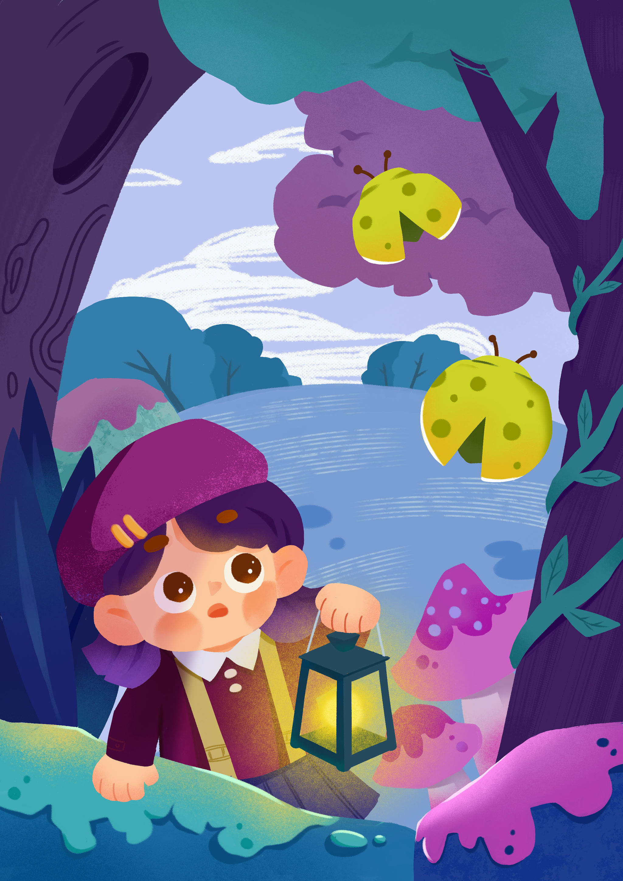 儿童插画|夏夜·觅