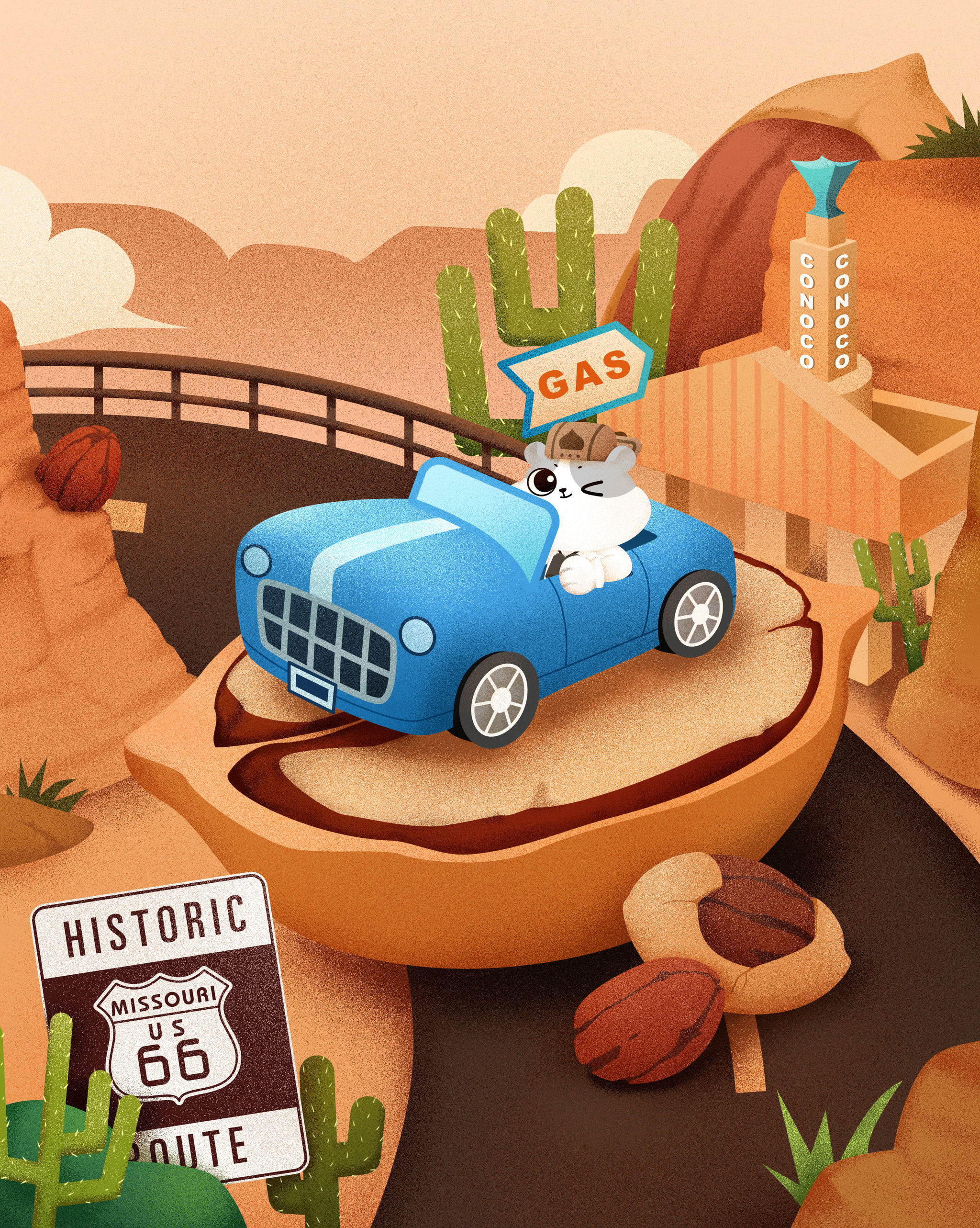 碧根果坚果卡通插画