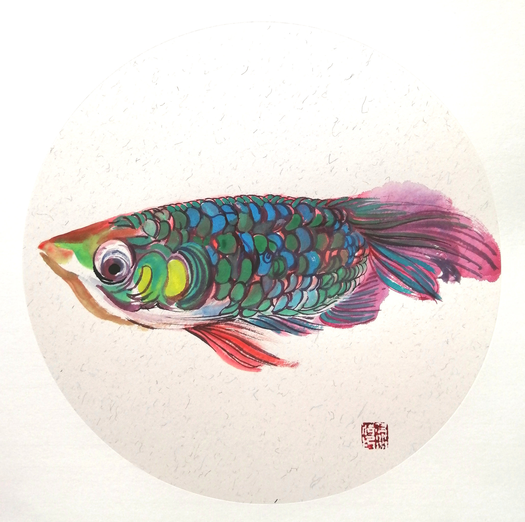 鱼系列之龙鱼 - 果子水彩 - 原创作品 - 视觉中国(shijueme)