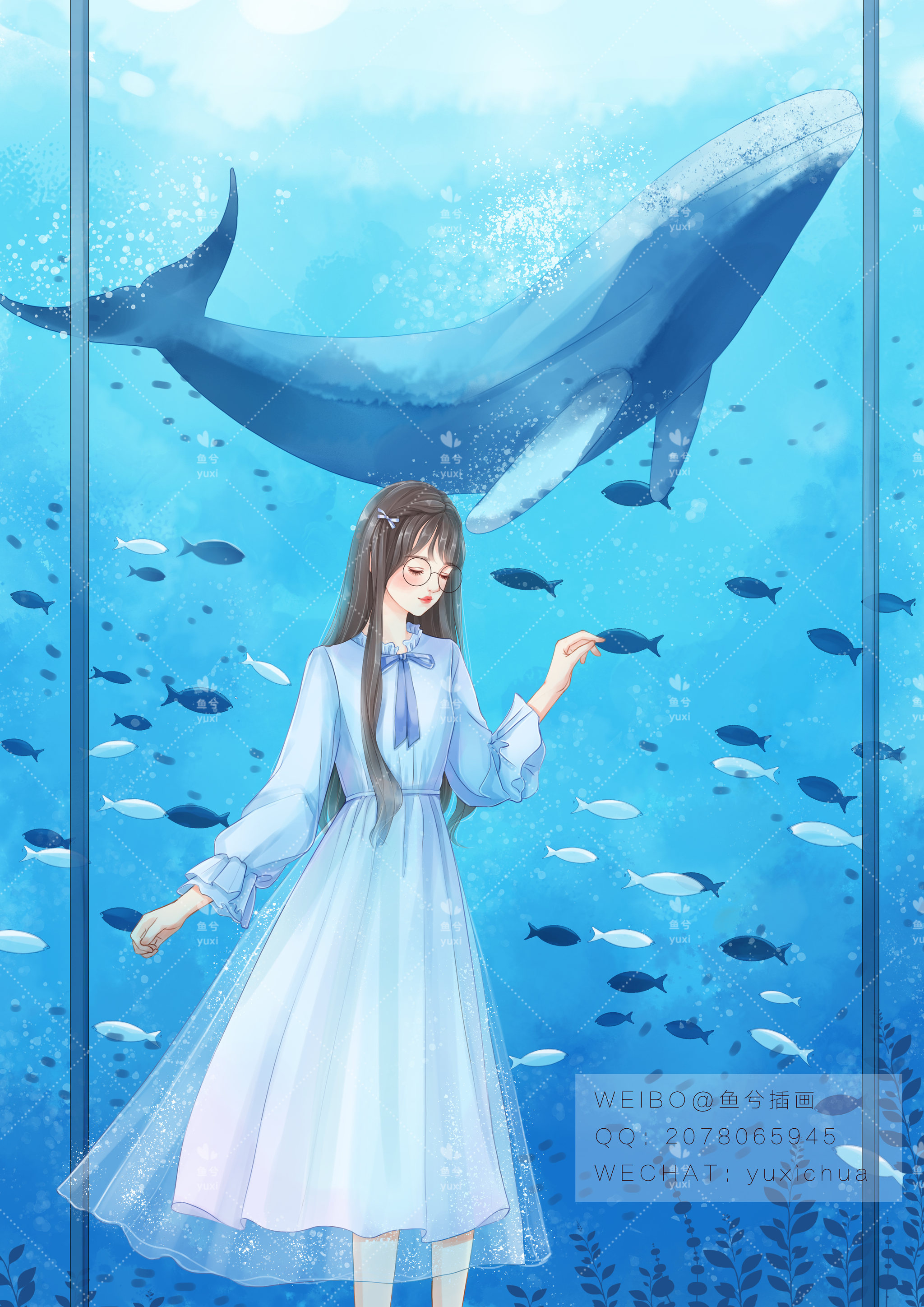 海洋馆少女——原创插图
