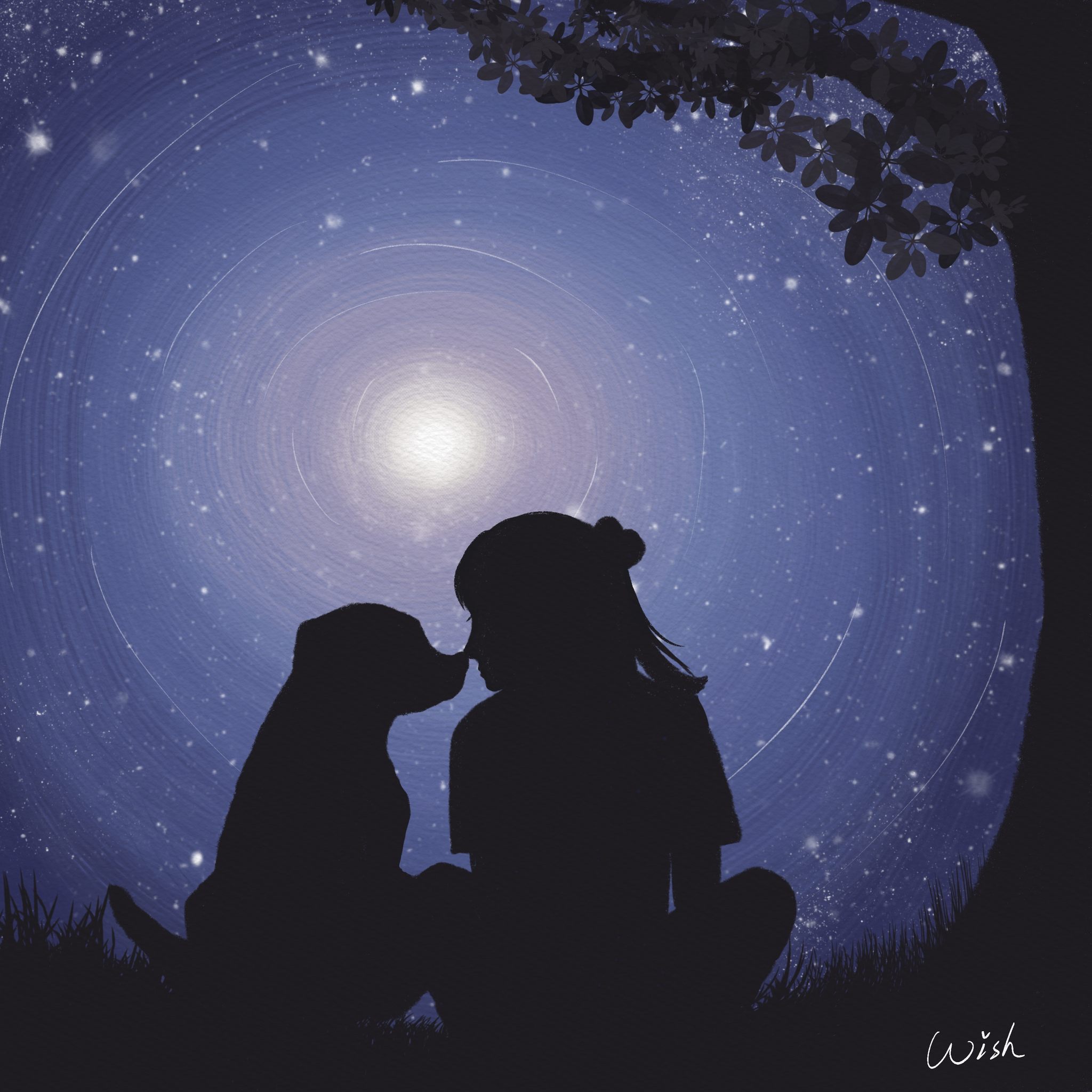 治愈系 星空下的爱 儿童插画 - 唯时wish - 原创作品 - 视觉中国(shij