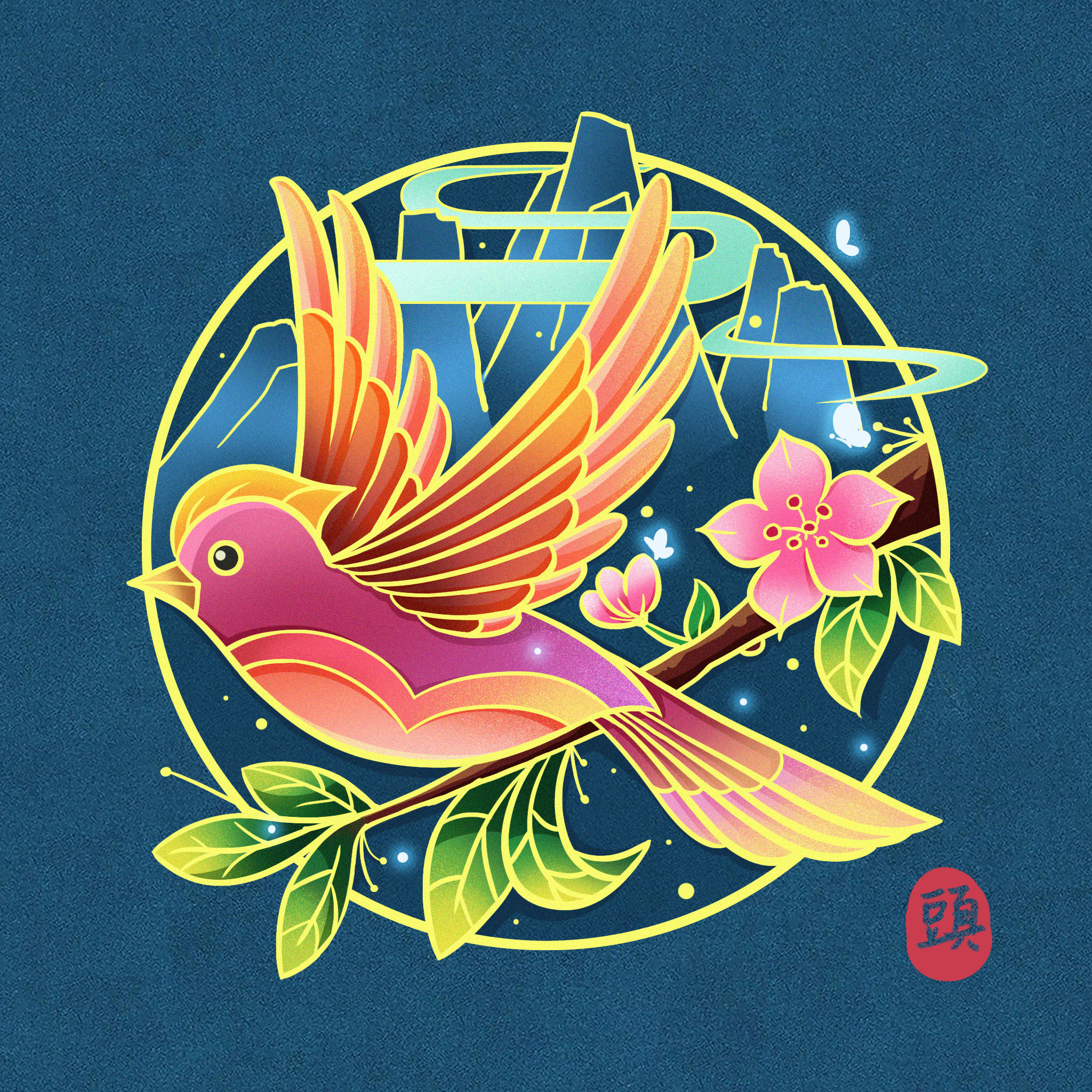 新国潮风小鸟 - 插画师pretty - 原创作品 - 视觉中国(shijueme)