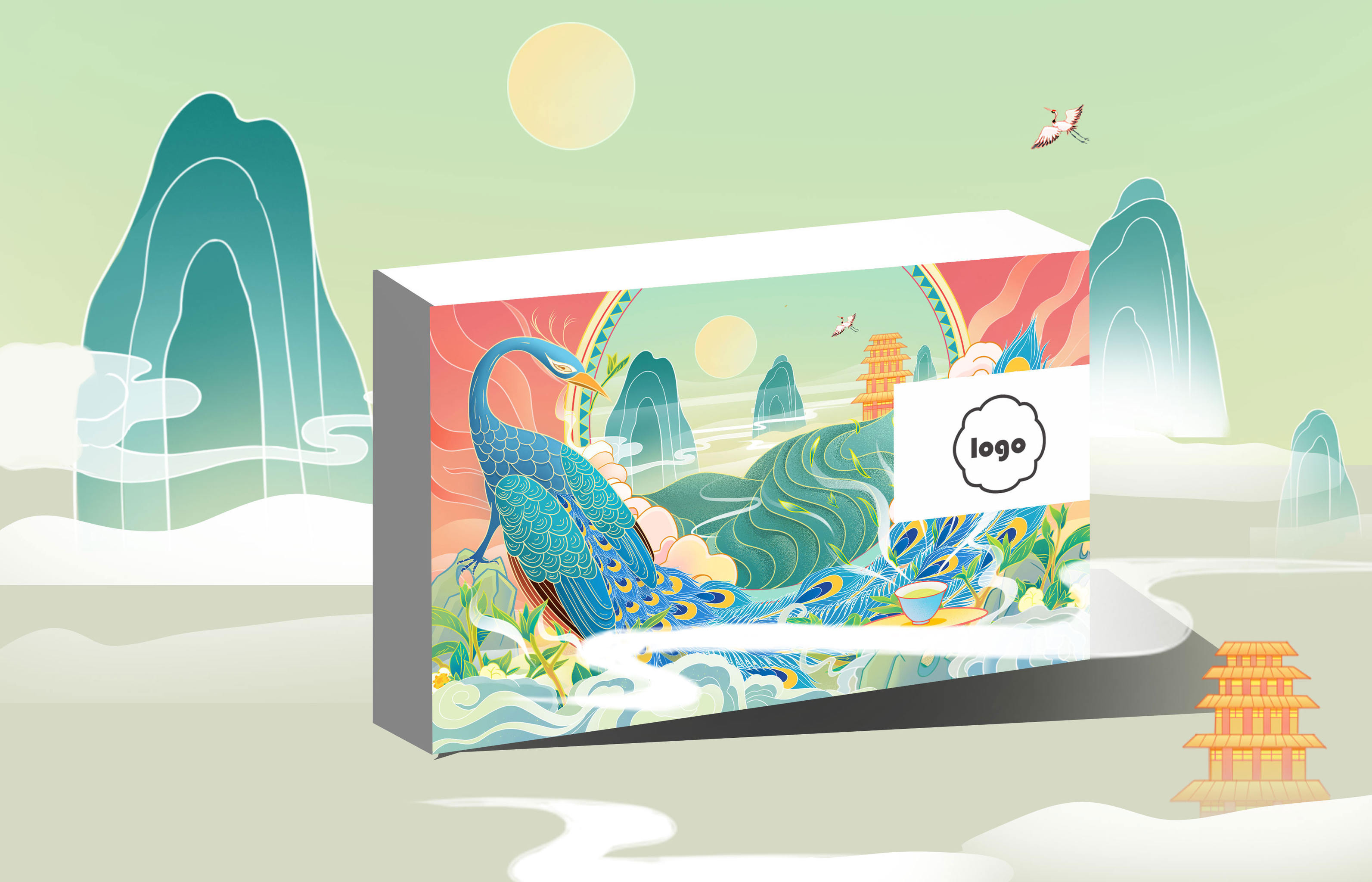 国潮毛尖插画包装