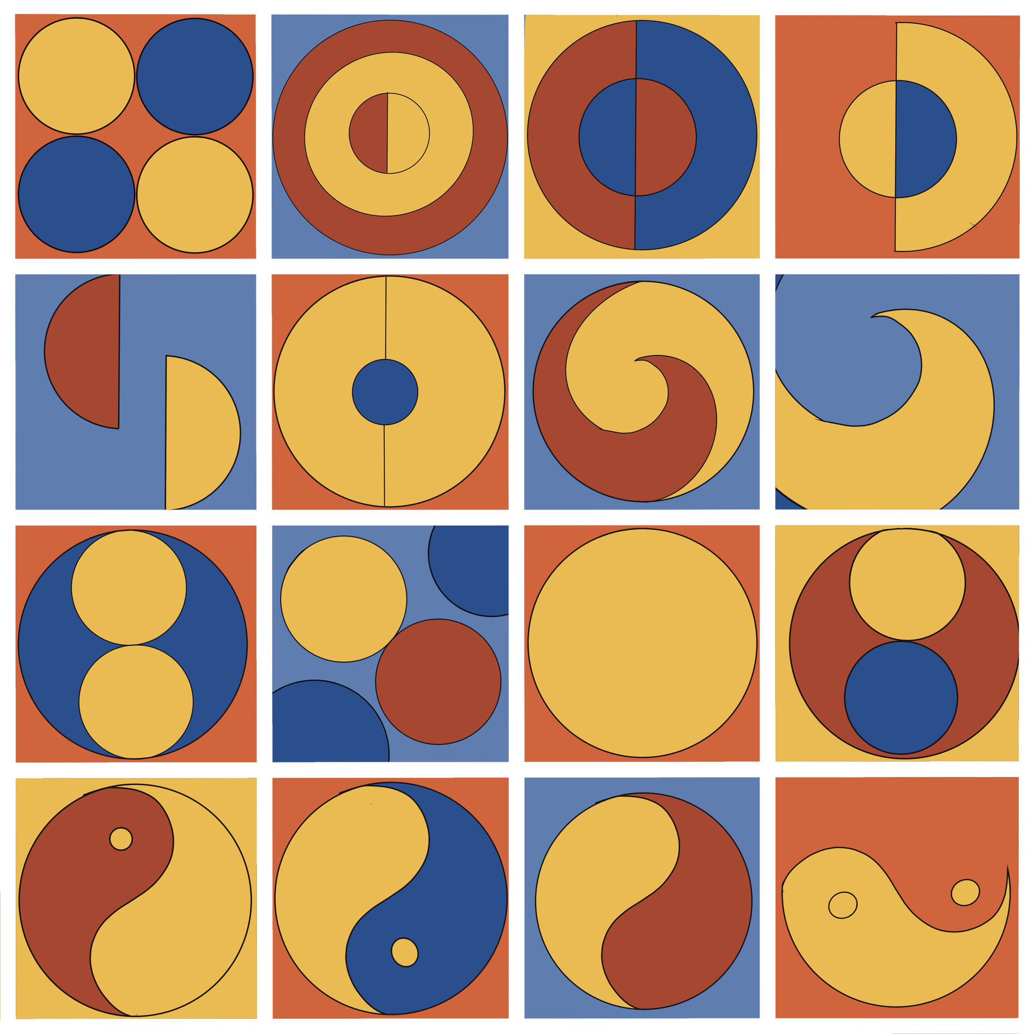 课题设计做的一组关于太极拳的一组插画 主要是将太极拳的图案分解