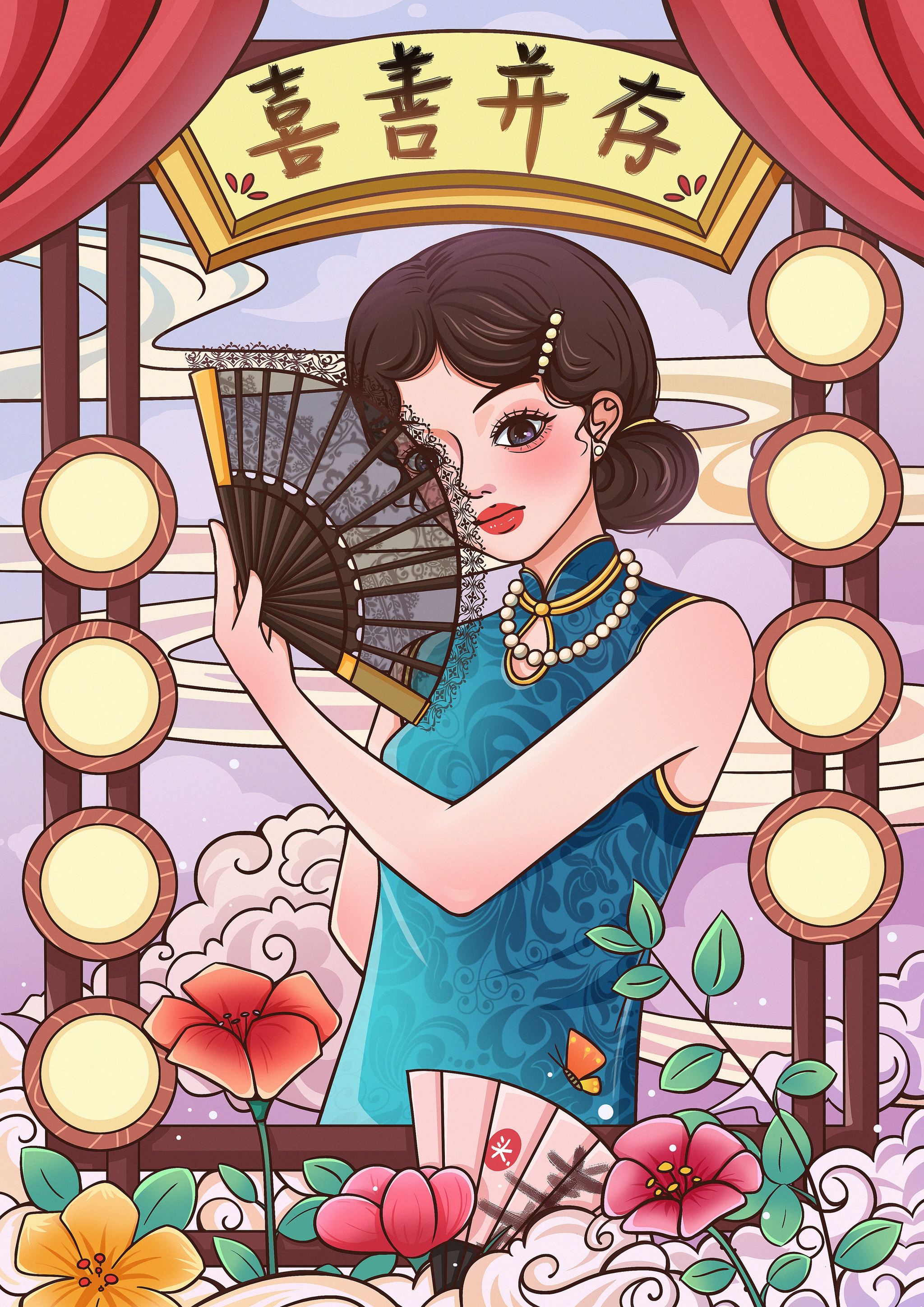 国潮风美女 - 插画师pretty - 原创作品 - 视觉中国(shijueme)