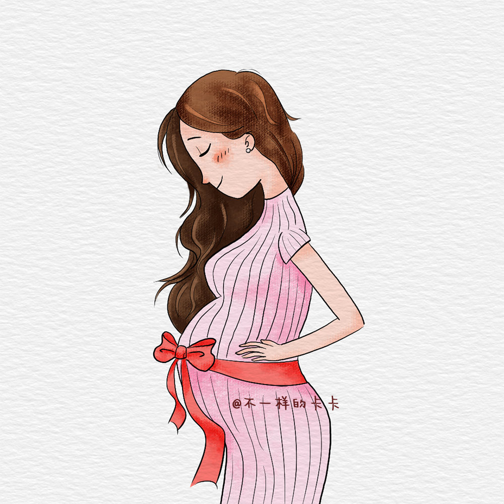 人物水彩插画孕妇