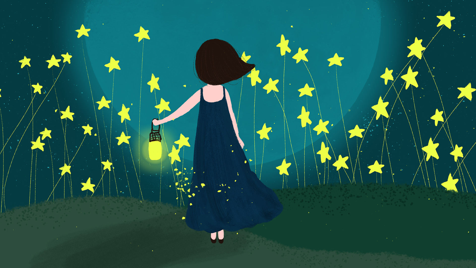 夜晚星空系列插画