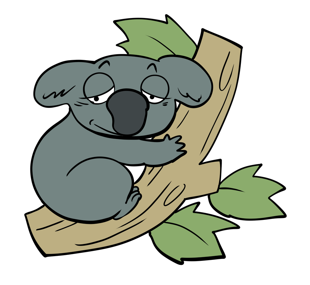 抱着树的考拉树袋熊卡通漫画元素