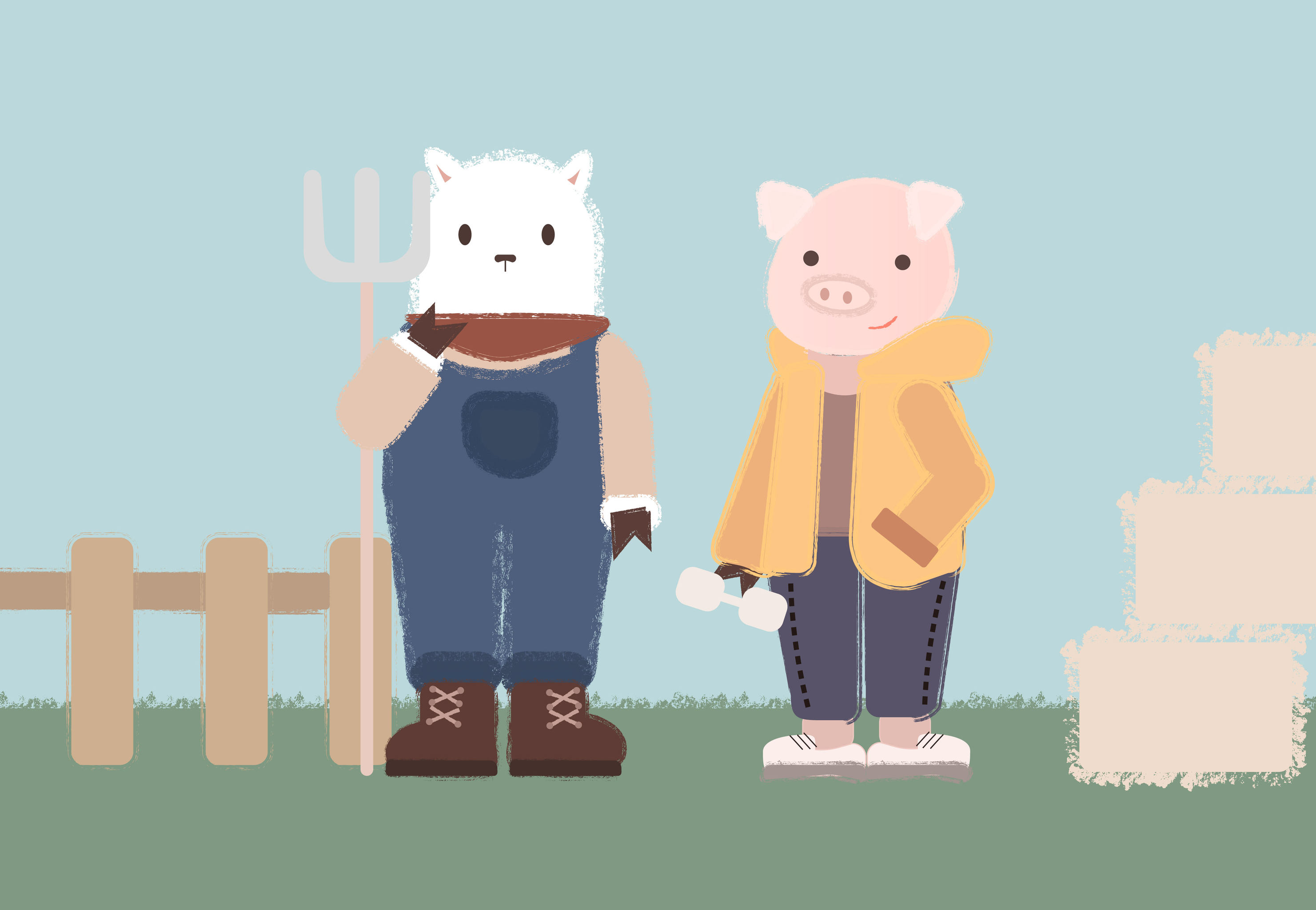 羊驼先生和猪运动