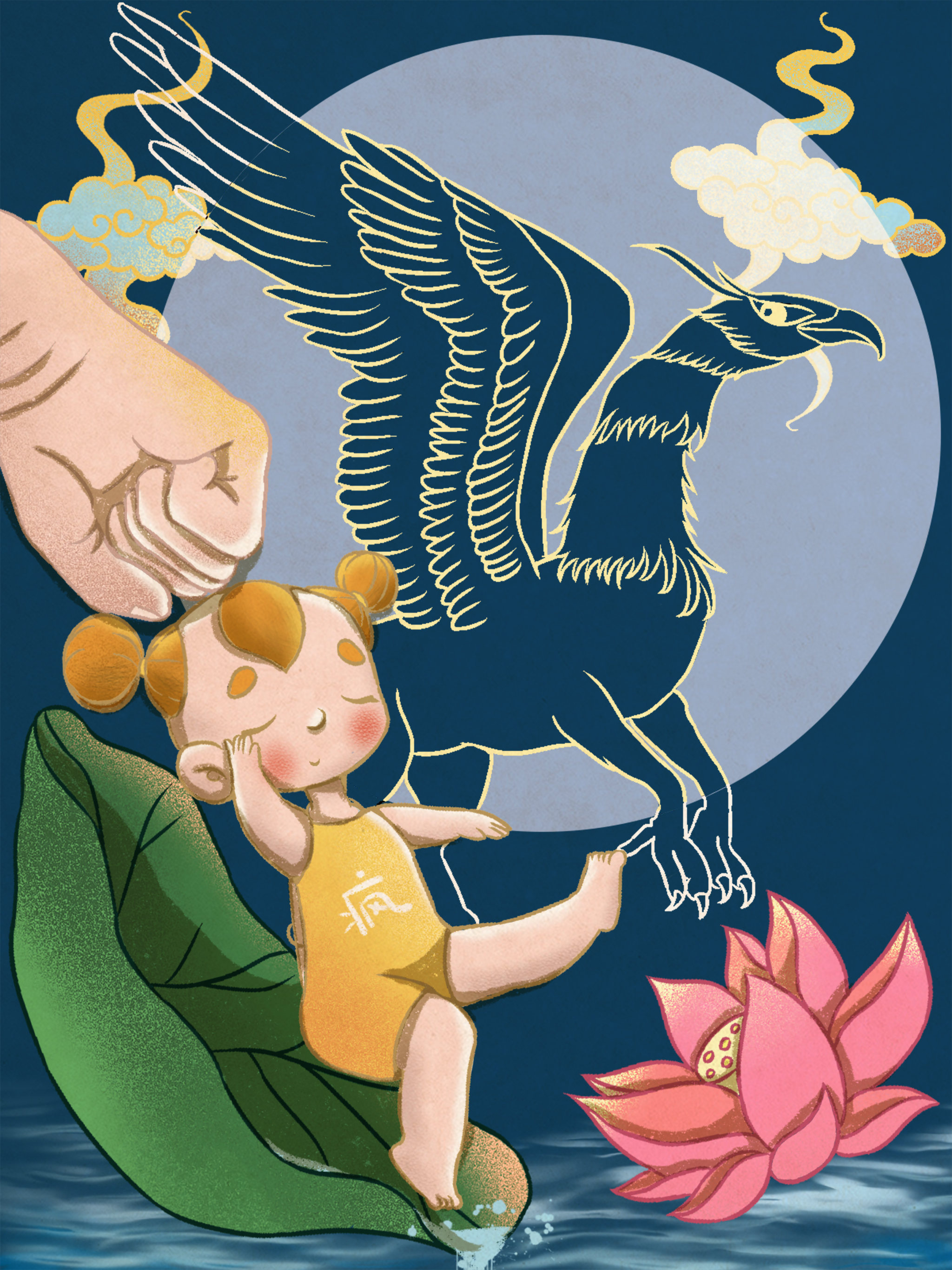 《家有神兽之龙生九子》q版年娃卡通系列插画