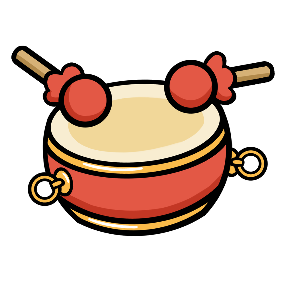 简笔画新年小物件打鼓